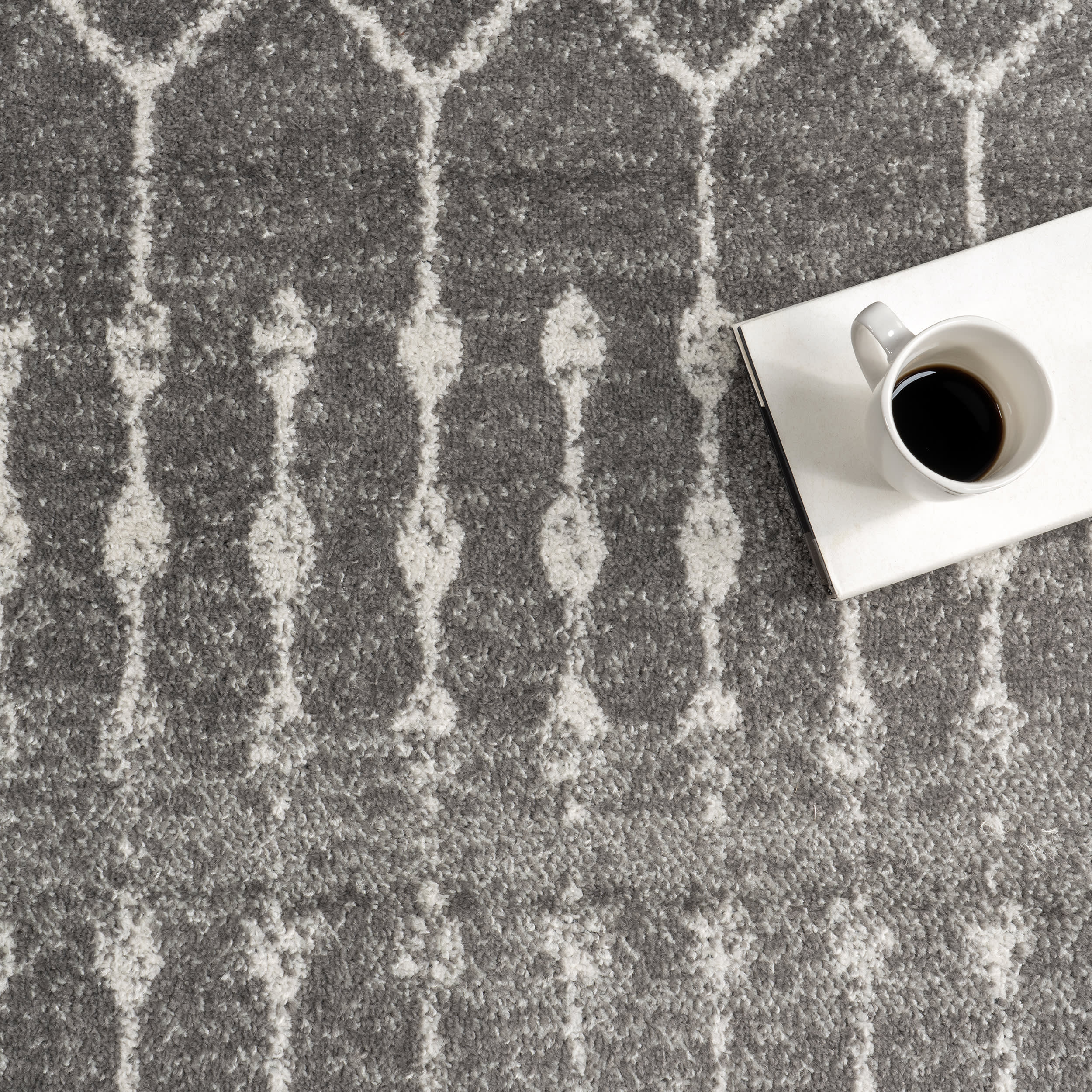 Moroccan Trellis Rug | Dark Grey - Image 9