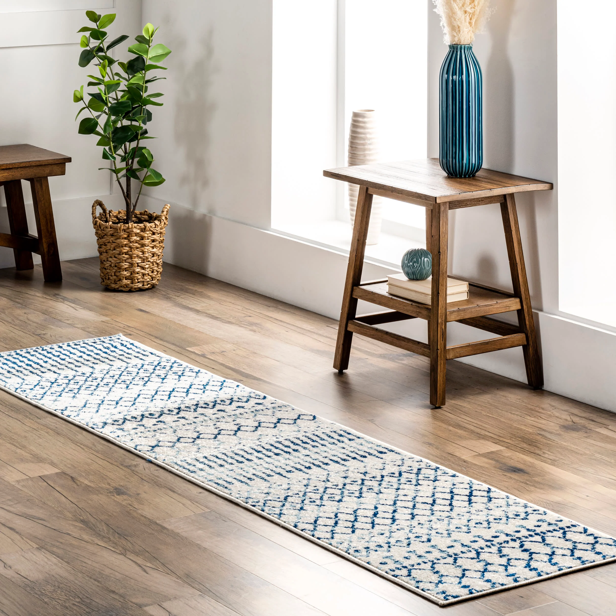 Moroccan Trellis Rug | Light Blue - Image 2