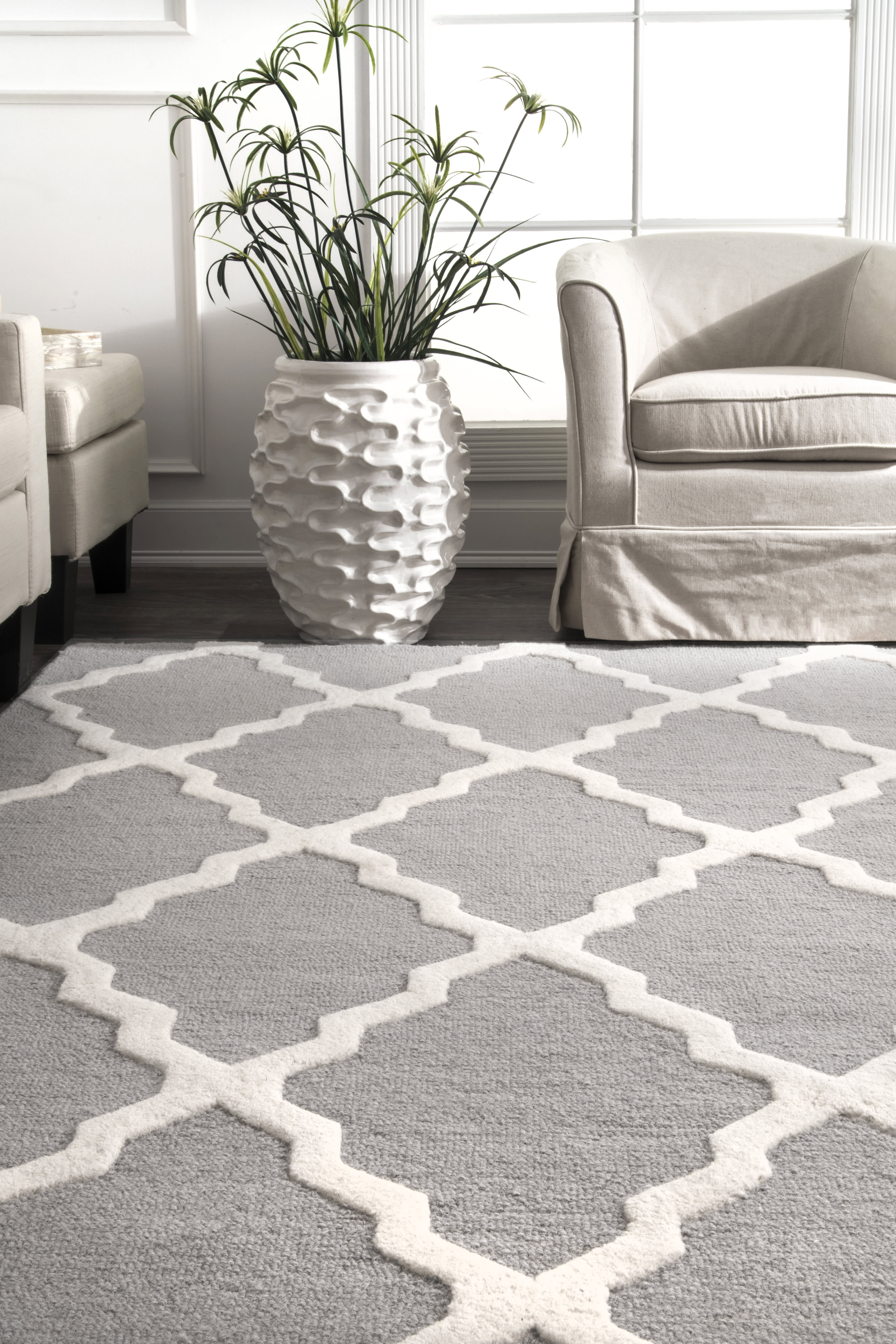 Moroccan Trellis Rug | Light Grey - Image 4