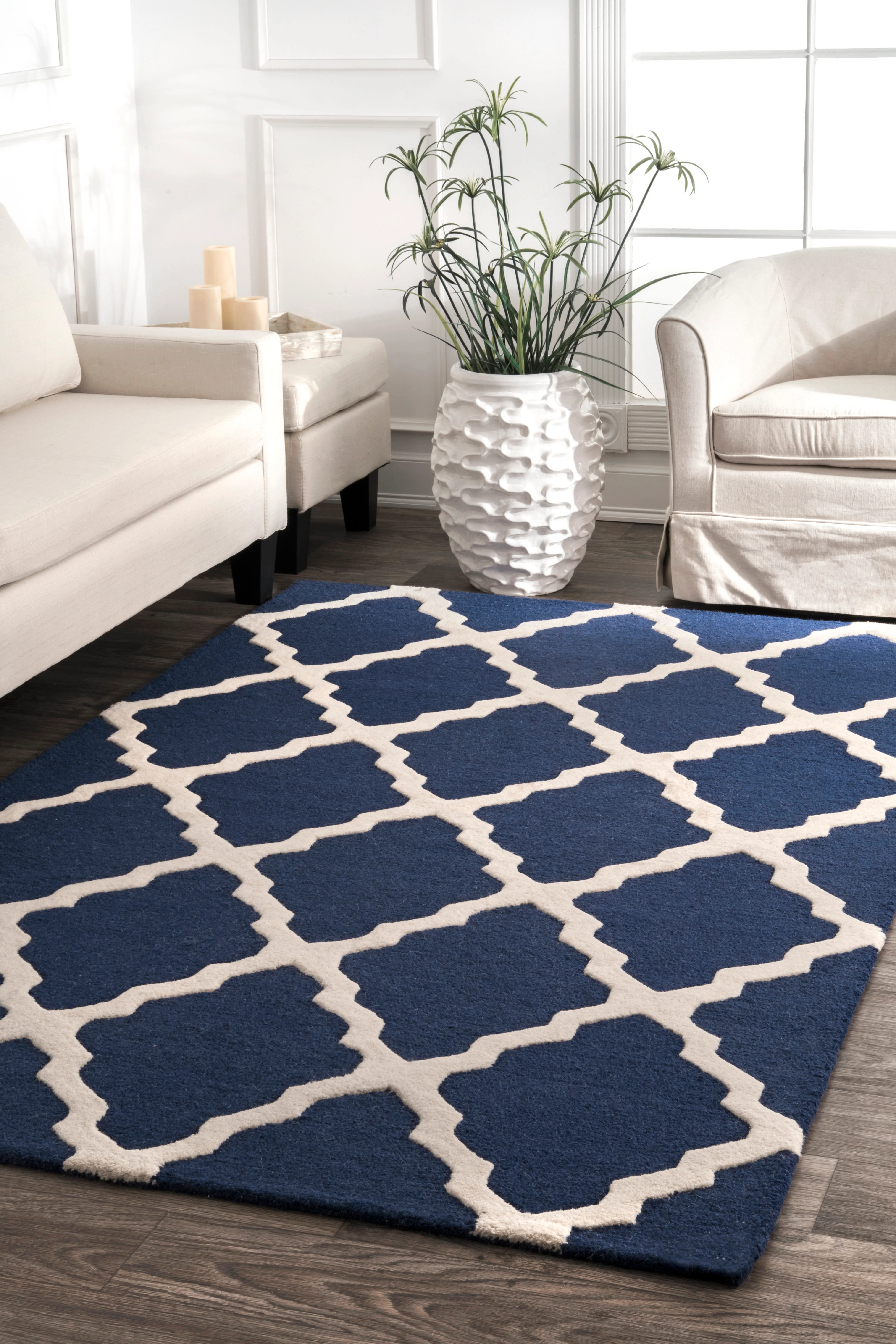 Moroccan Trellis Rug | Navy - Image 2