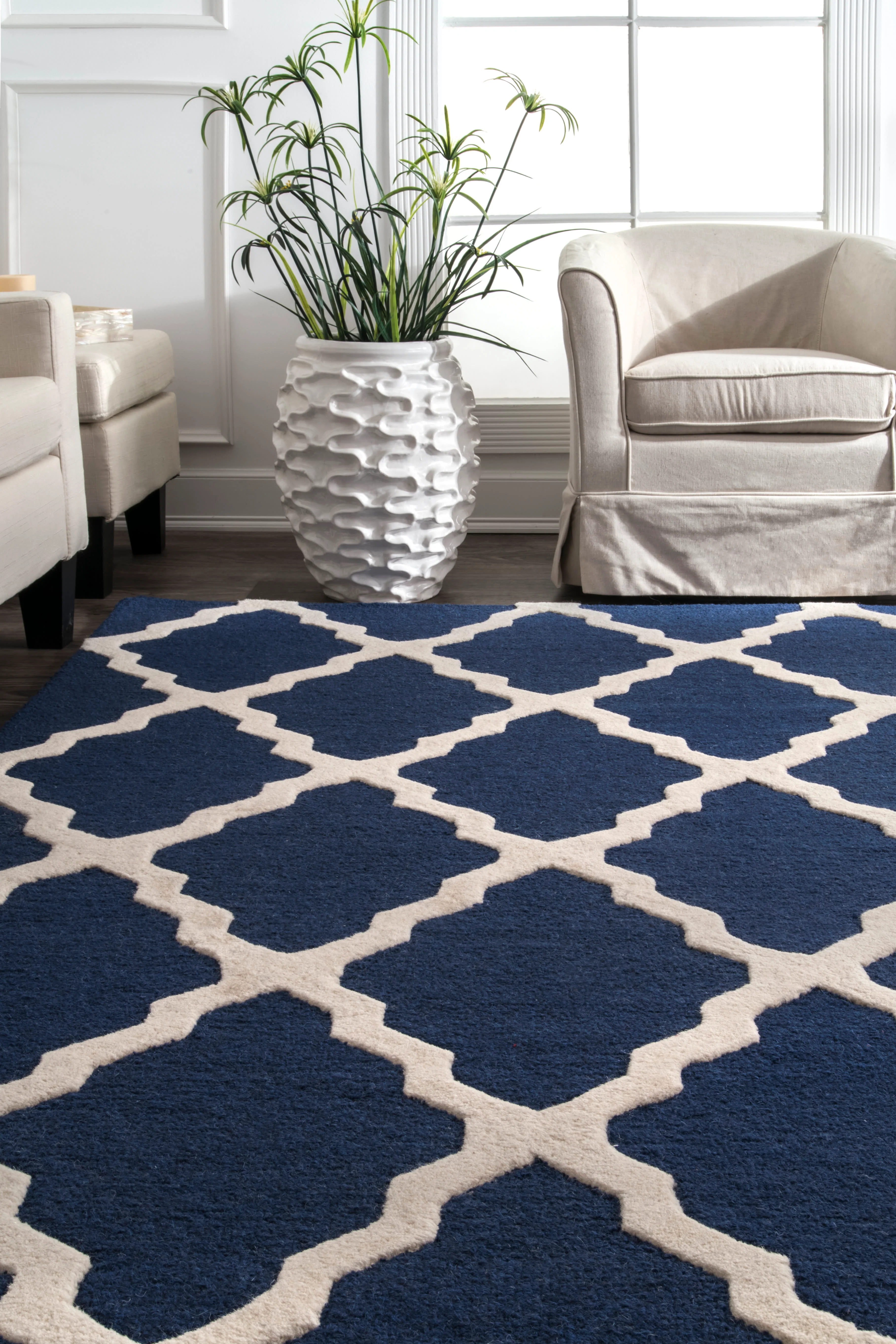 Moroccan Trellis Rug | Navy - Image 4