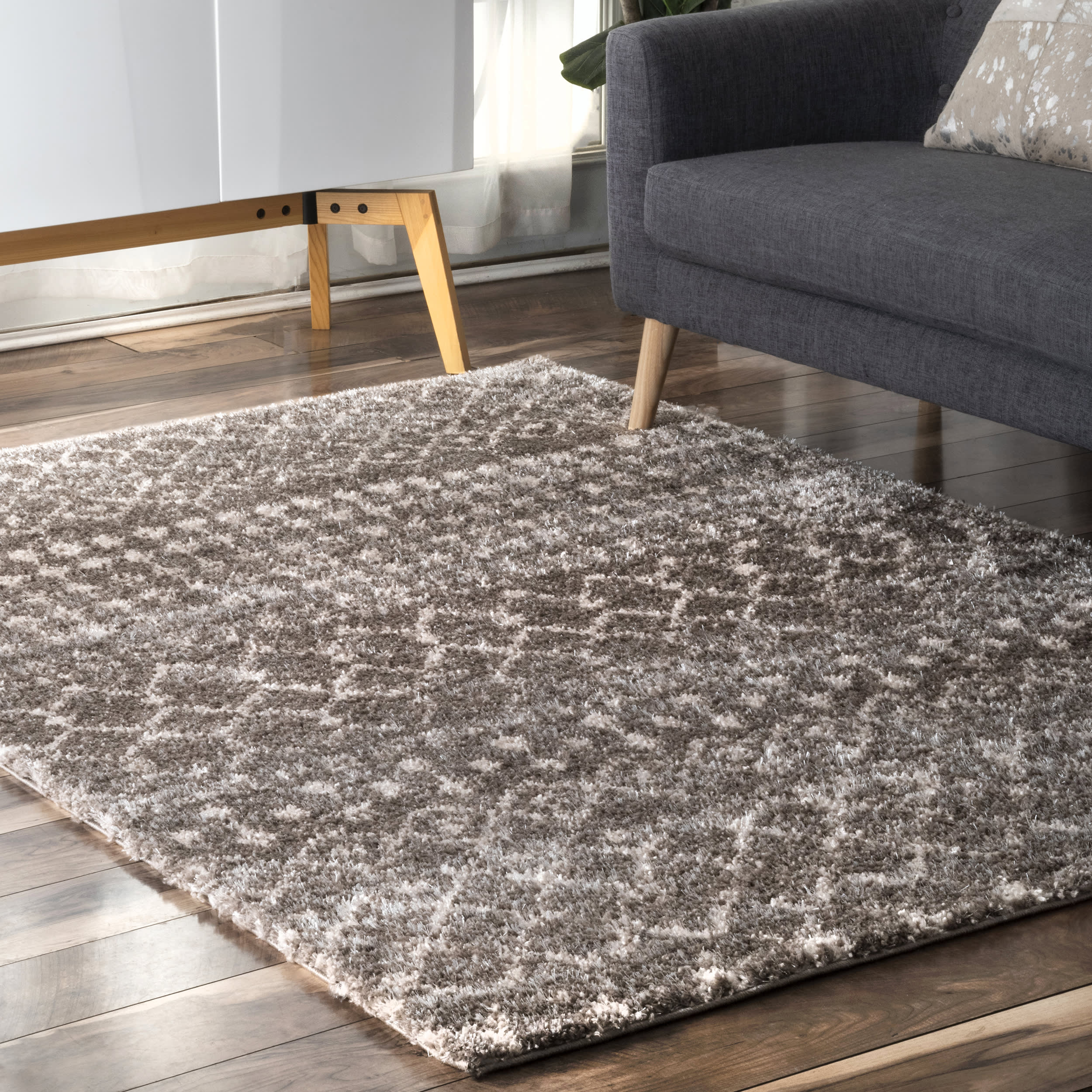Moroccan Trellis Soft Shag Rug | Brown - Image 2