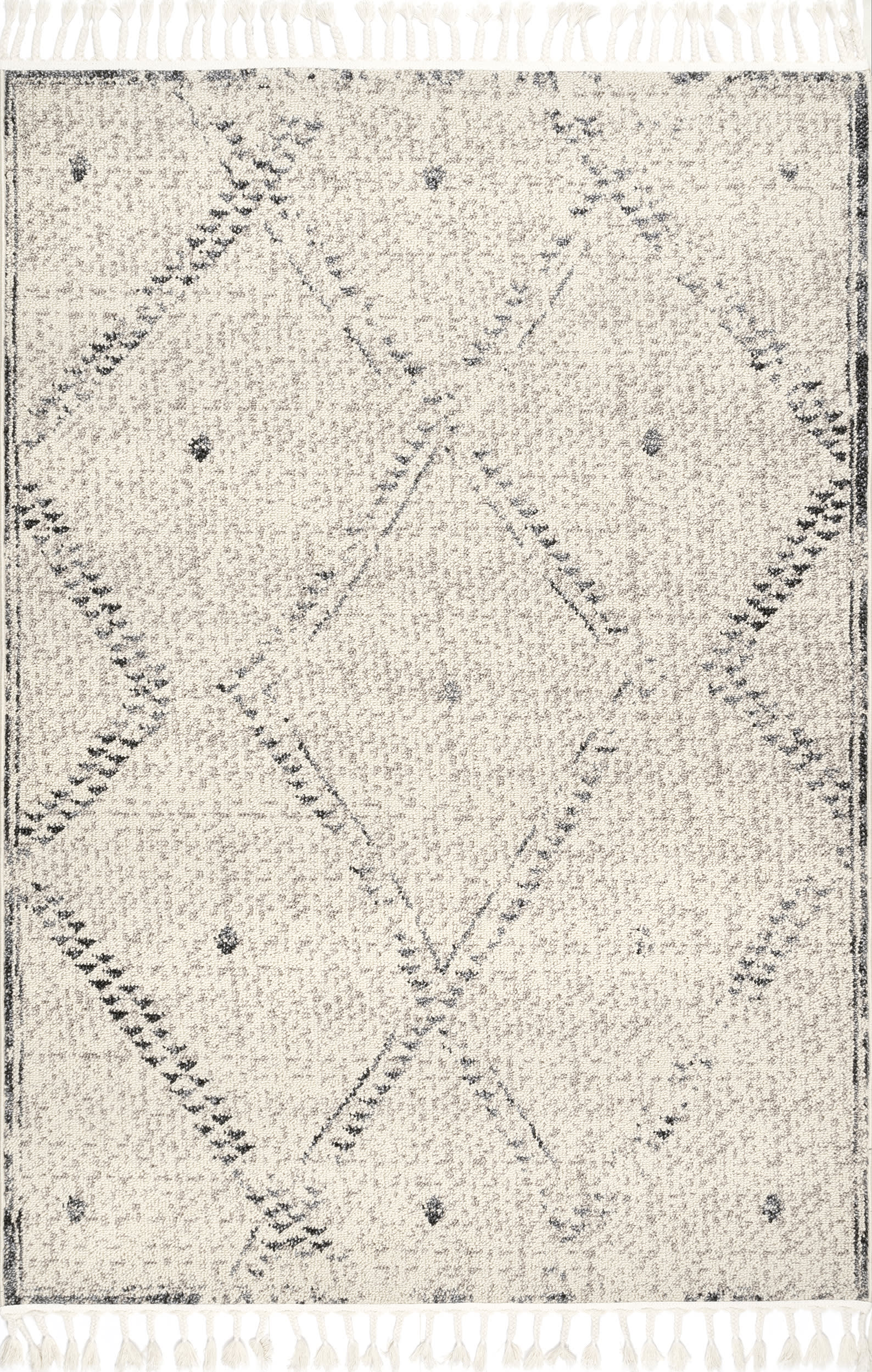 Moroccan Trellis Tassel Rug | Ivory