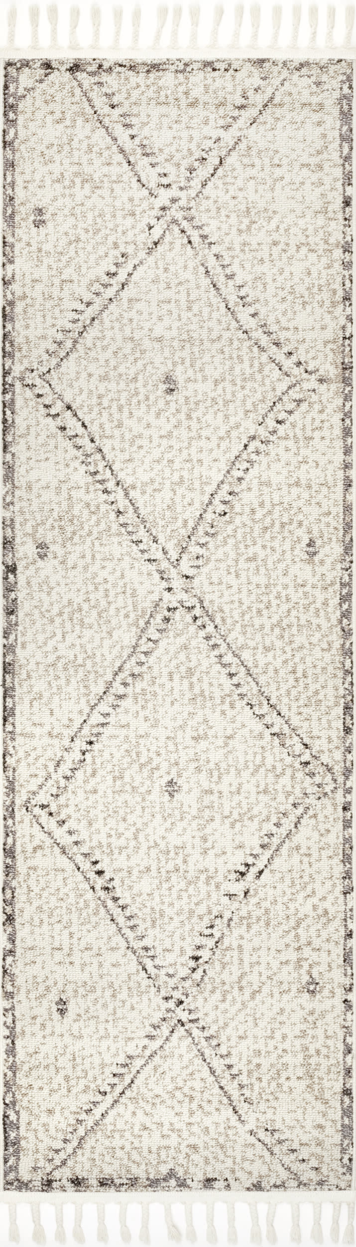 Moroccan Trellis Tassel Rug | Ivory