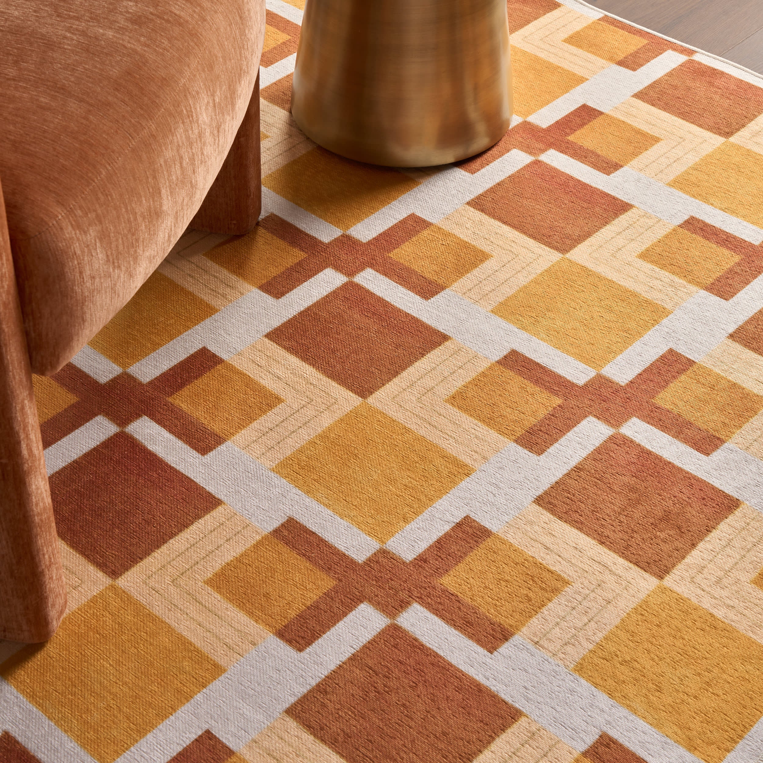 Mosaic Light Checkered Washable Rug by Society6 | Orange - Image 5