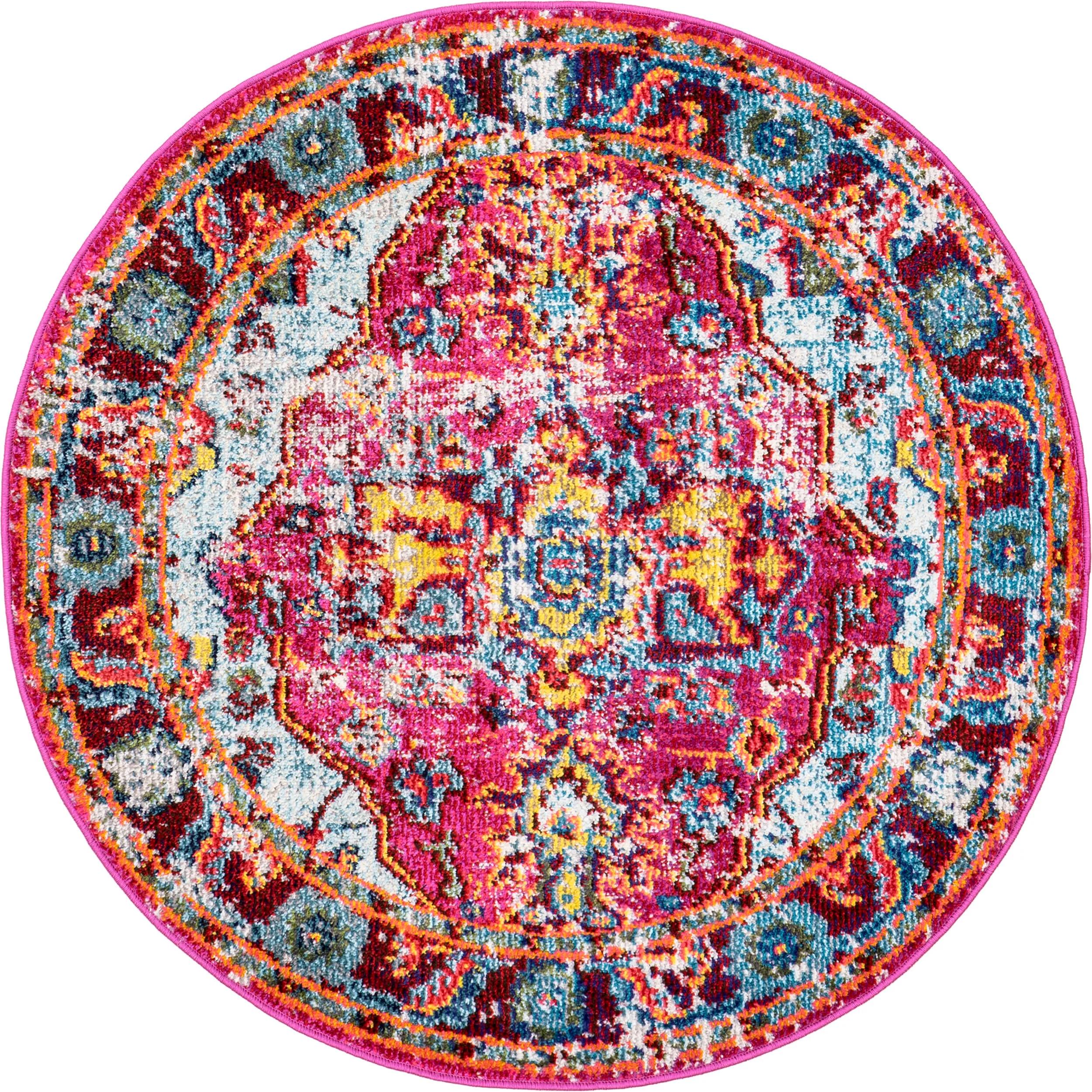 Mosaic Medallion Rug | Fuchsia Multicolor