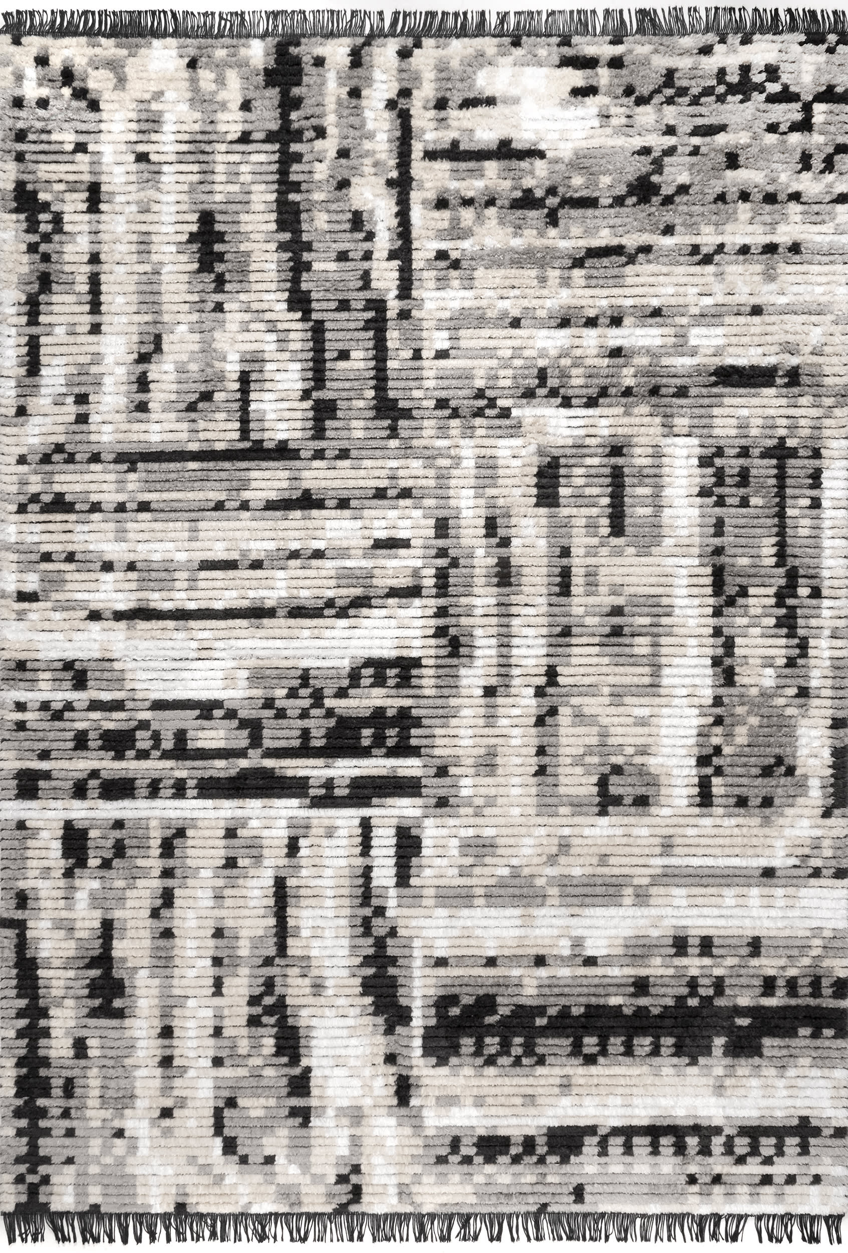 Mottled Tiles Tasseled Rug | Beige