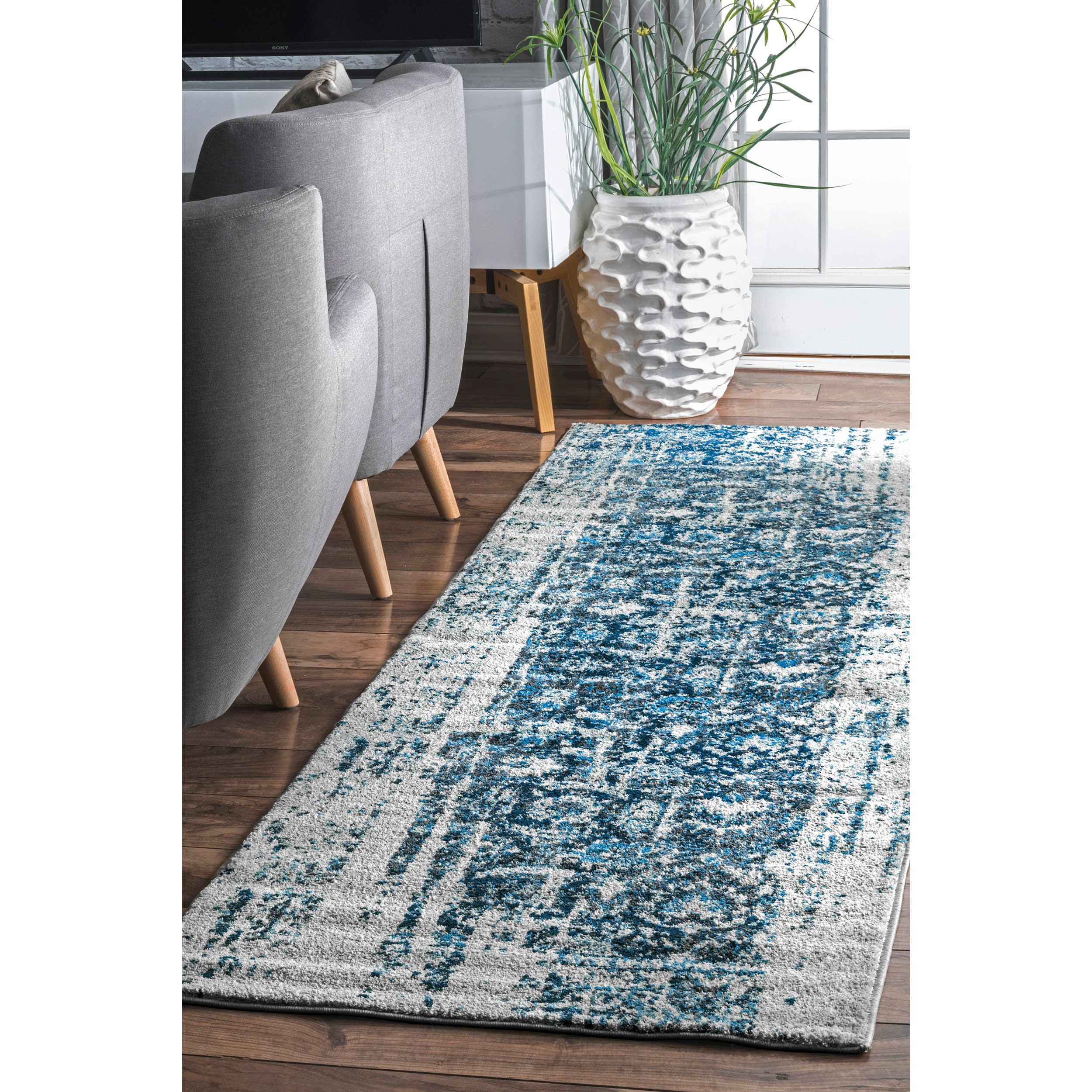 Muted Flourish Rug | Blue - Image 2