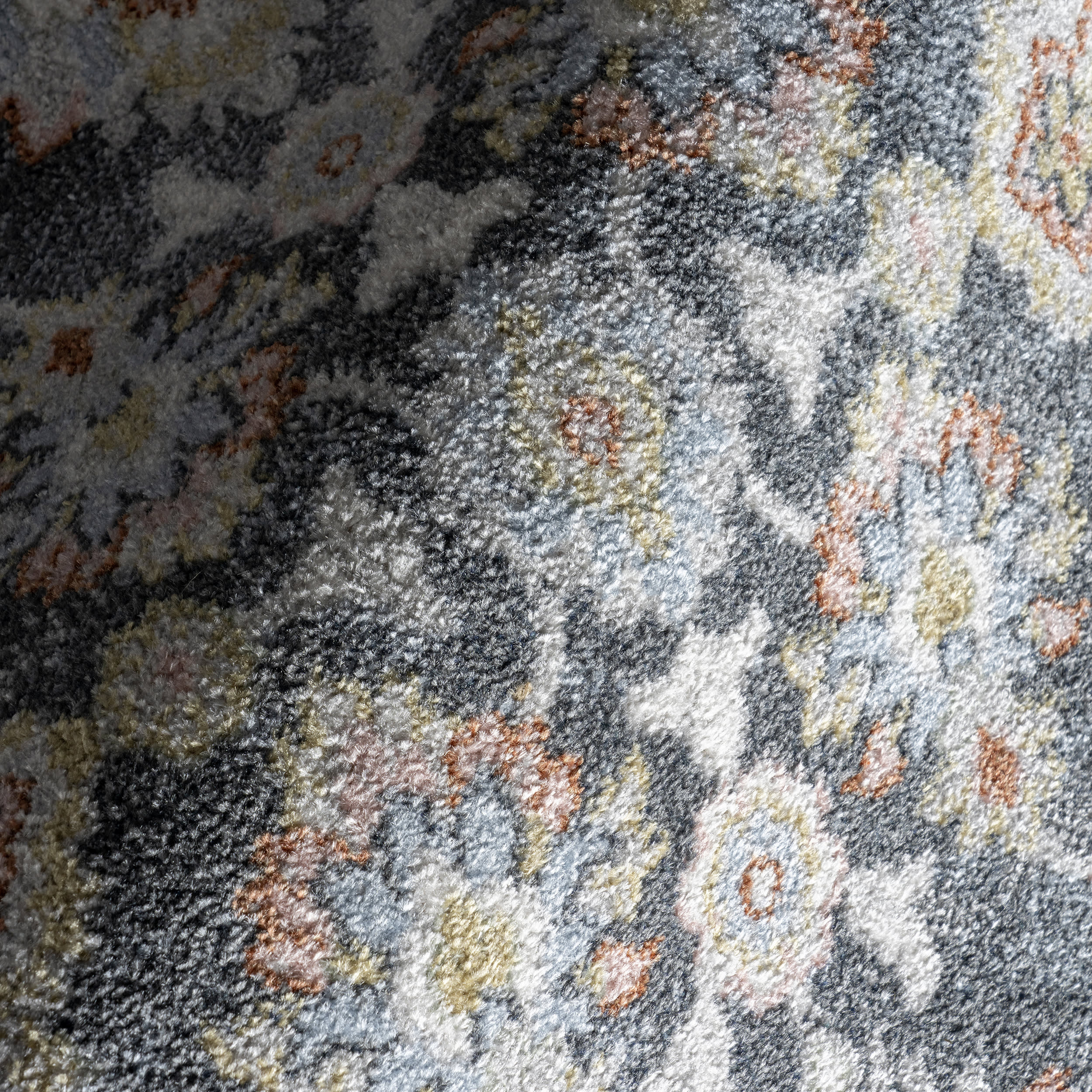 Myla Floral Medallion Washable Rug | Blue - Image 3