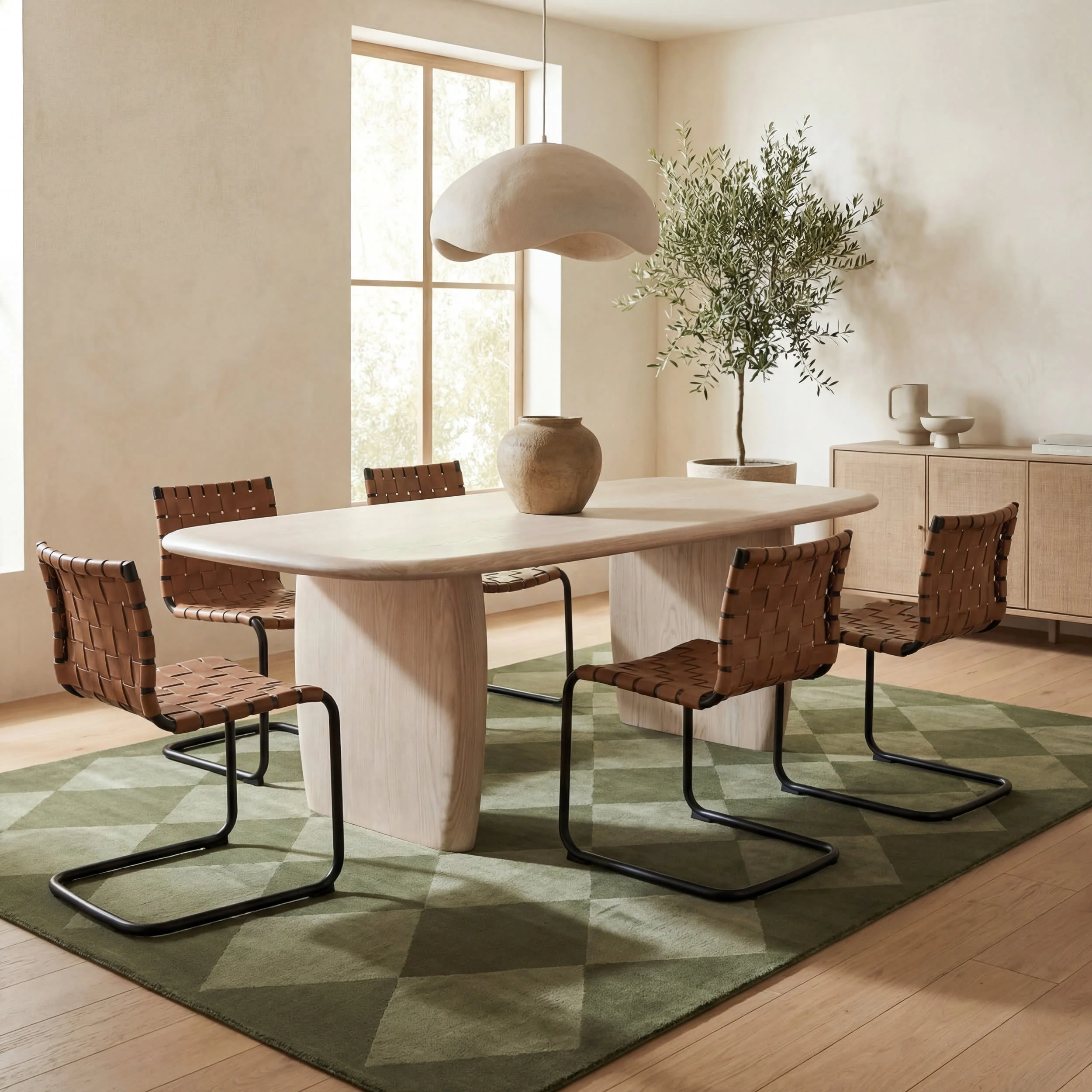 Mynra Diamond Plush Textured Washable Rug | Green - Image 7