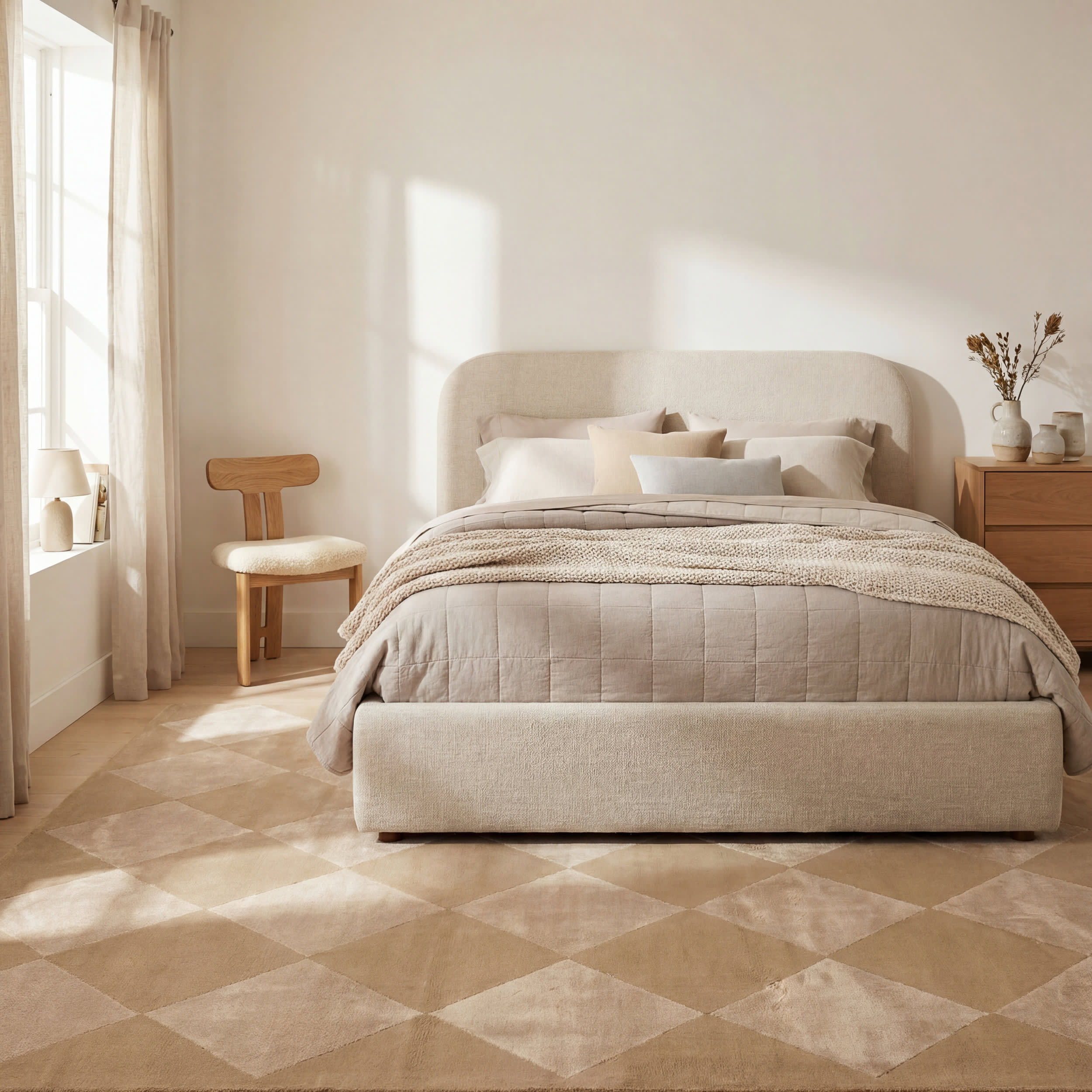 Mynra Diamond Plush Textured Washable Rug | Sand - Image 10