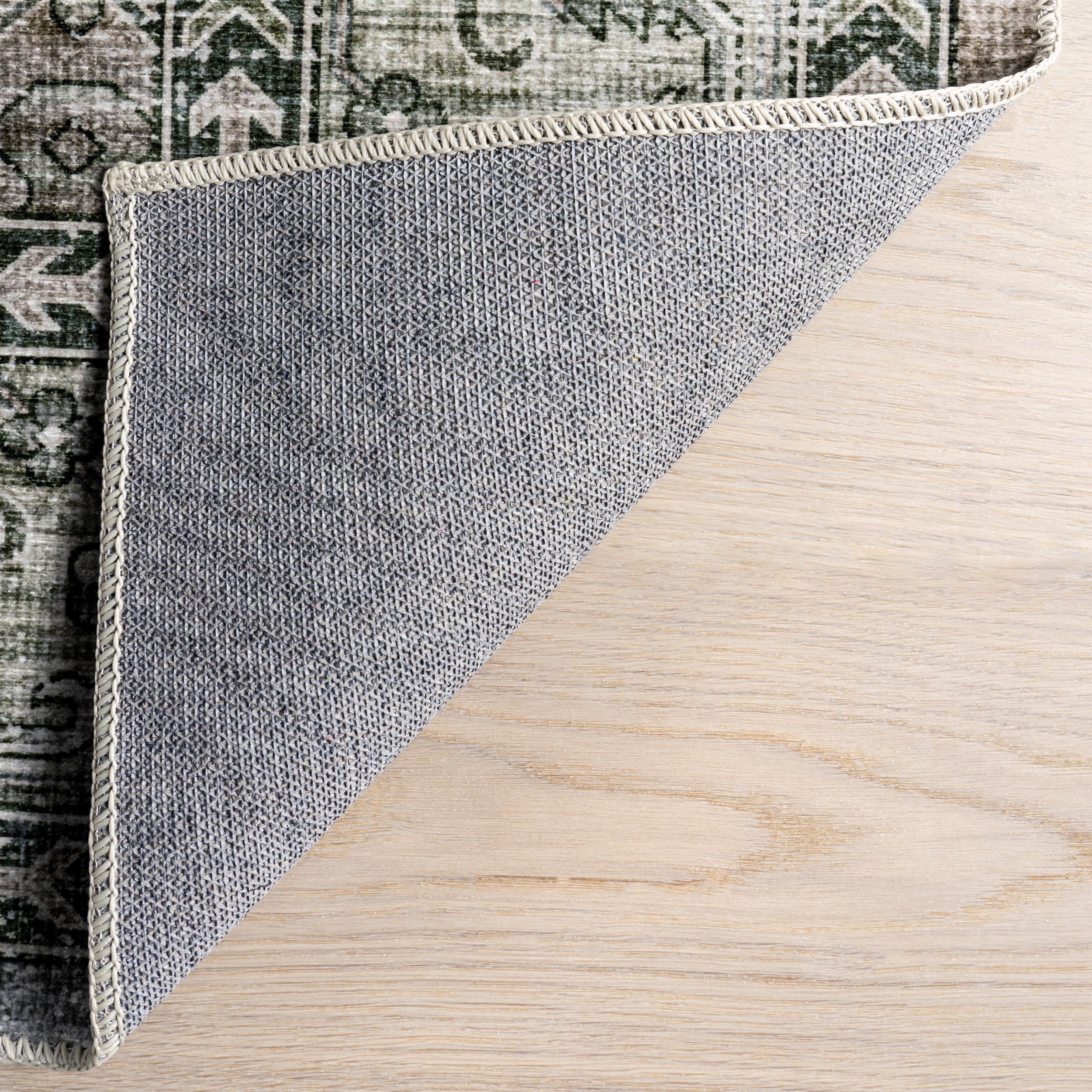 Myrtle Spill Proof Washable Vintage Rug | Sage Green - Image 7