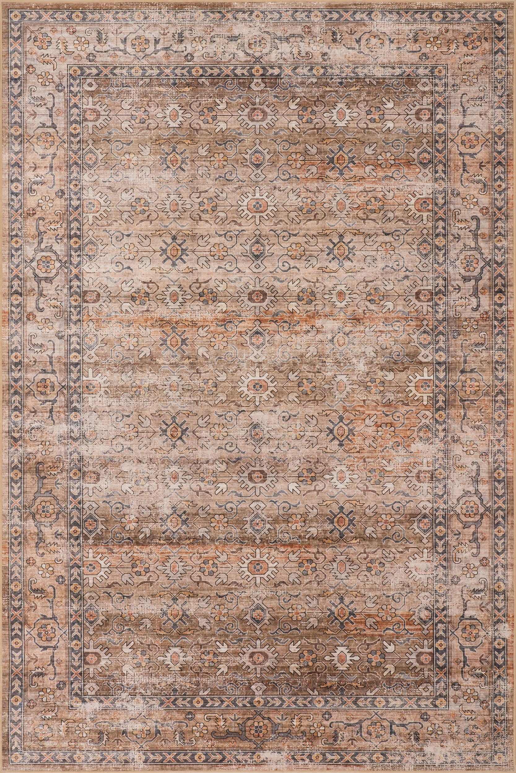 Myrtle Spill Proof Washable Vintage Rug | Taupe