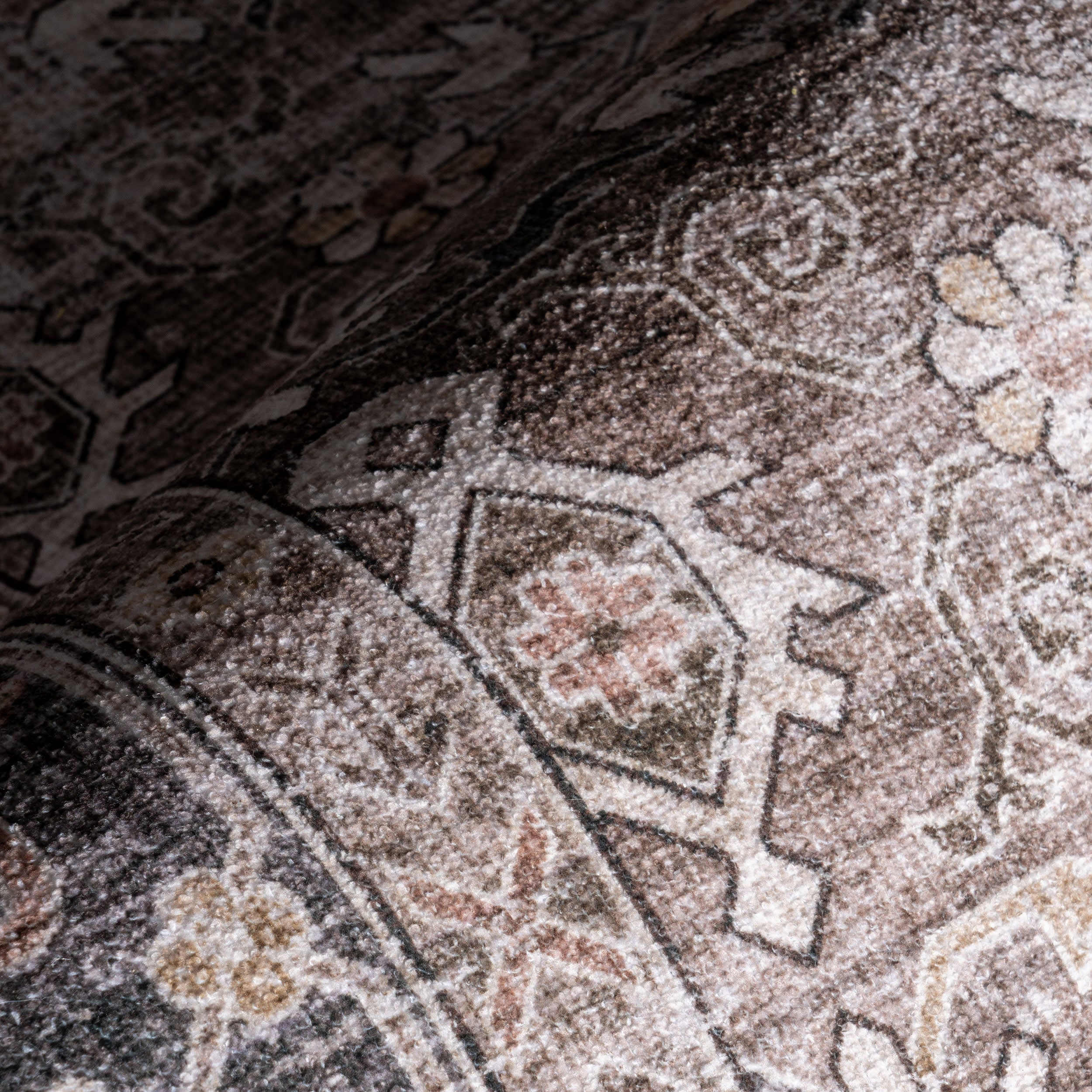 Myrtle Washable Vintage Rug | Brown - Image 3