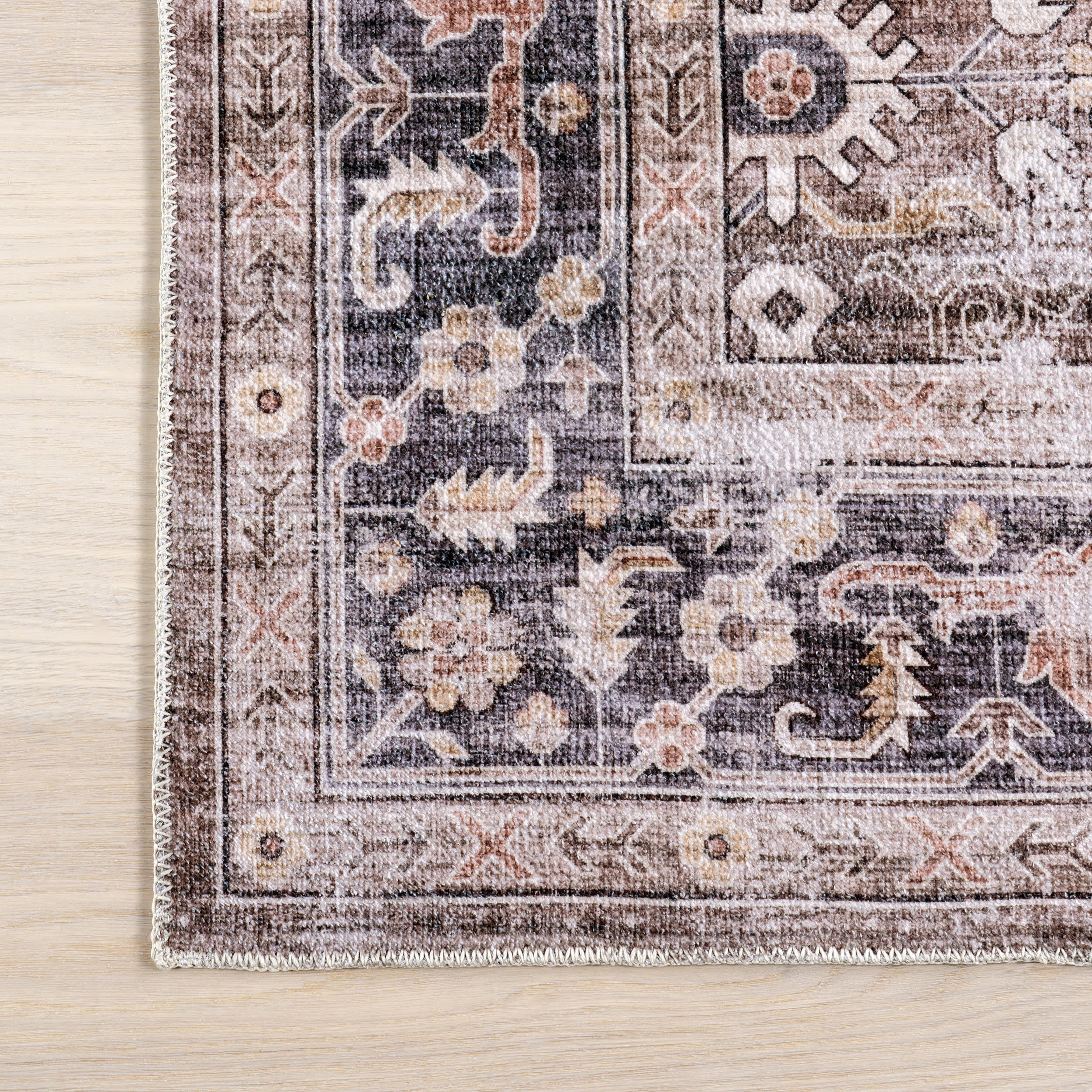 Myrtle Washable Vintage Rug | Brown - Image 4