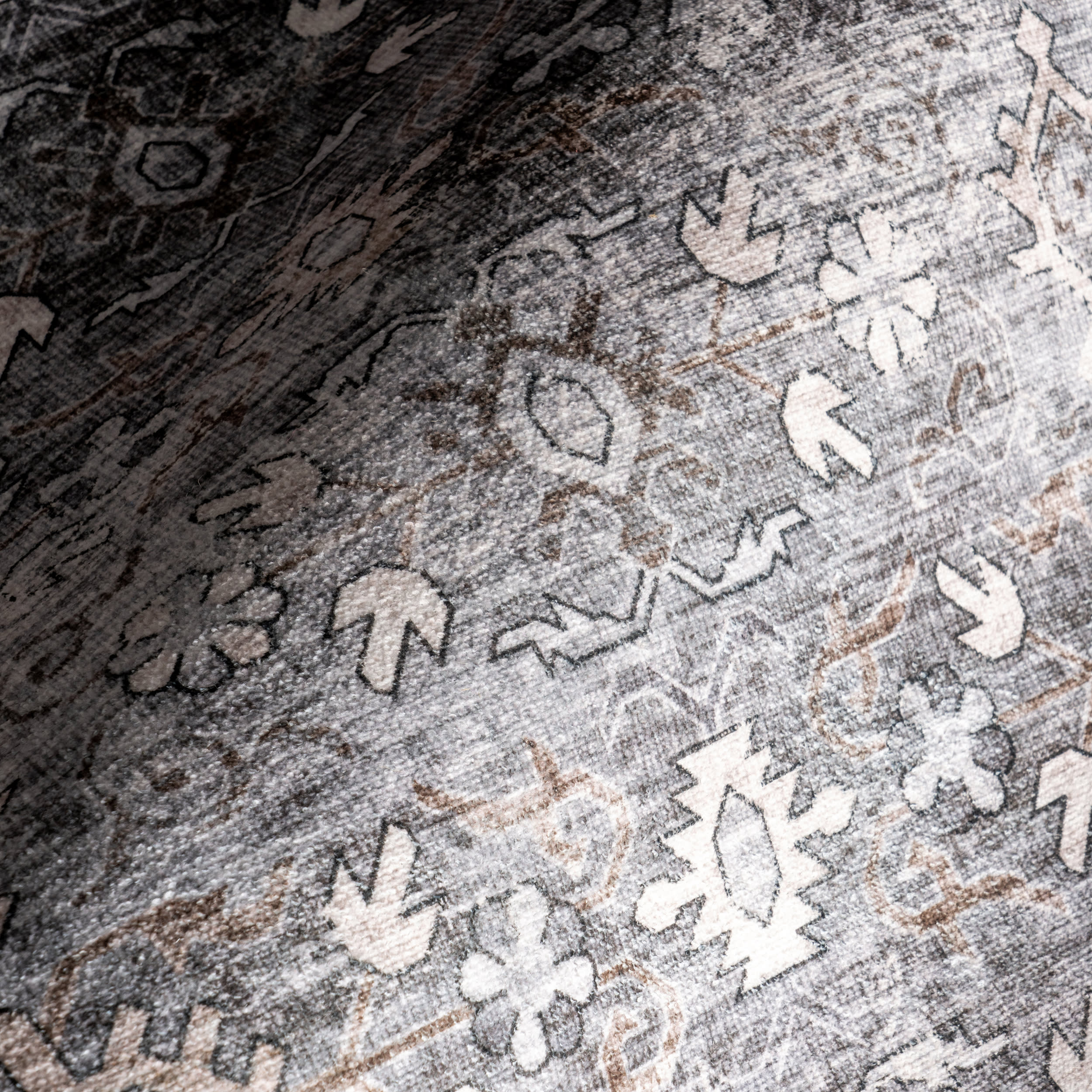 Myrtle Washable Vintage Rug | Grey - Image 3