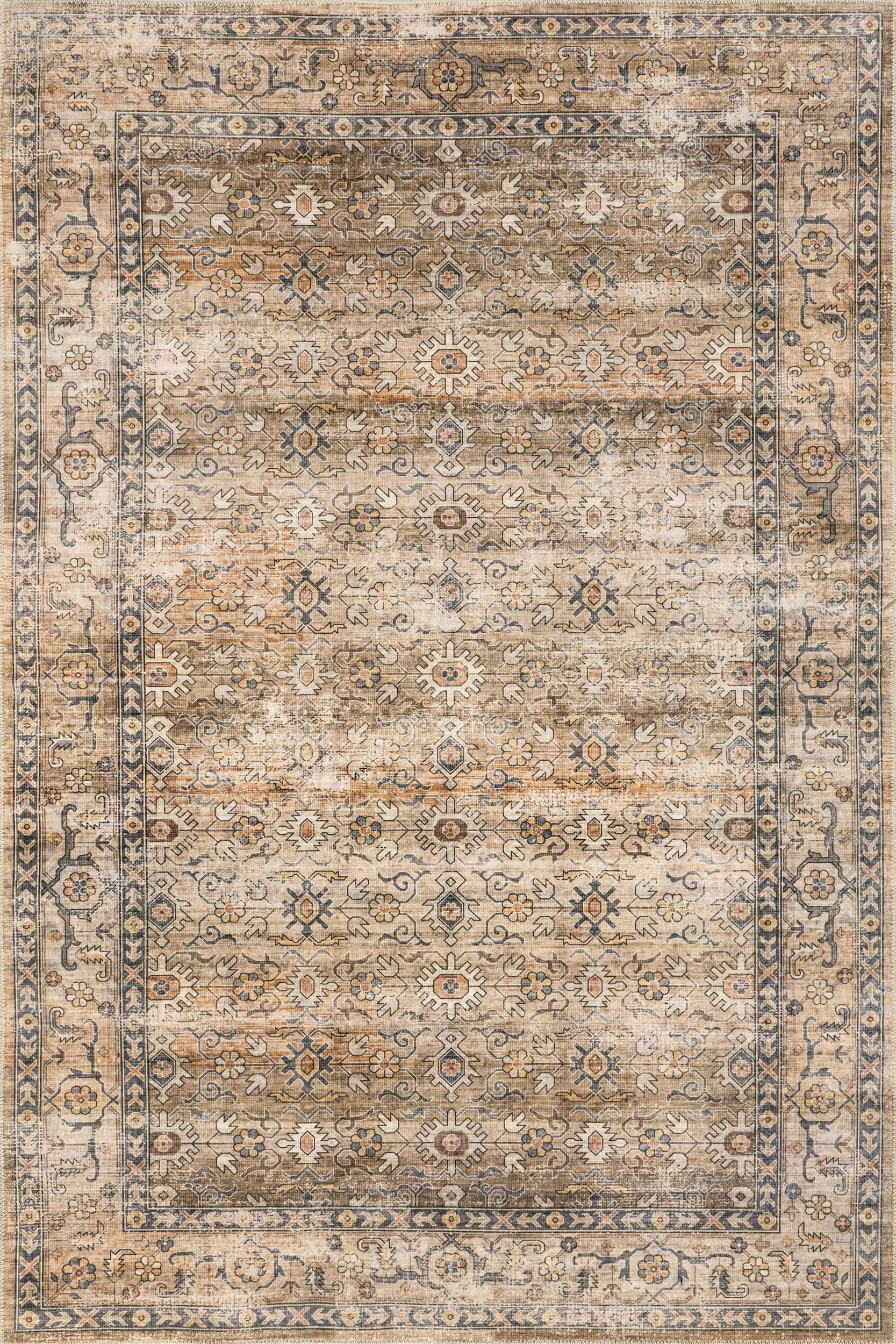 Myrtle Washable Vintage Rug | Taupe