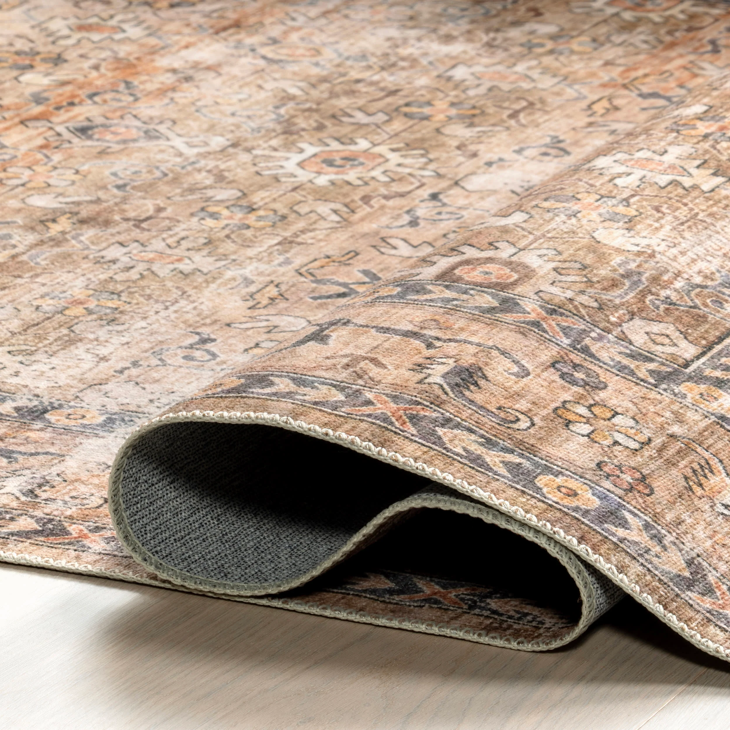 Myrtle Washable Vintage Rug | Taupe - Image 8