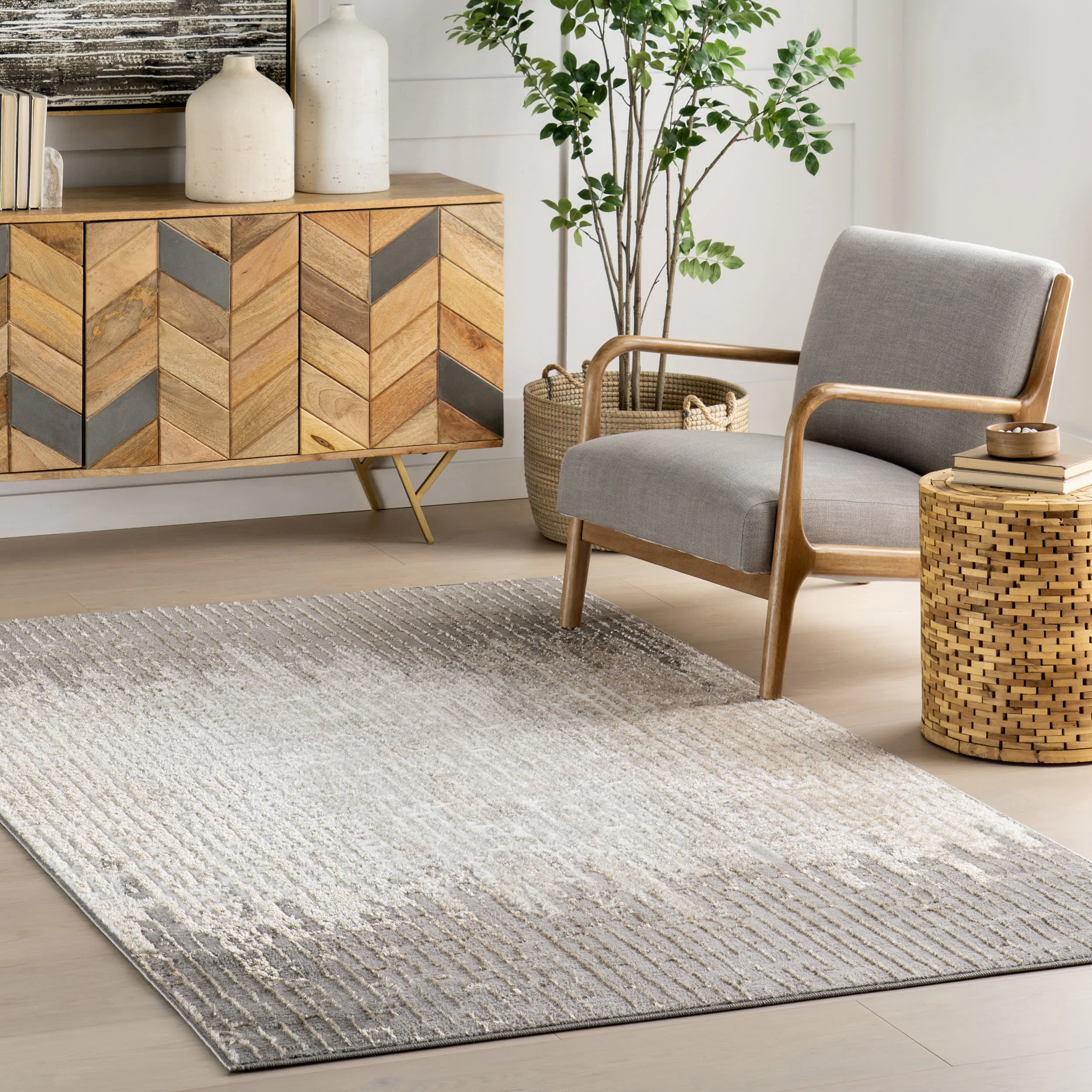 Naira Abstract Rug | Grey - Image 2
