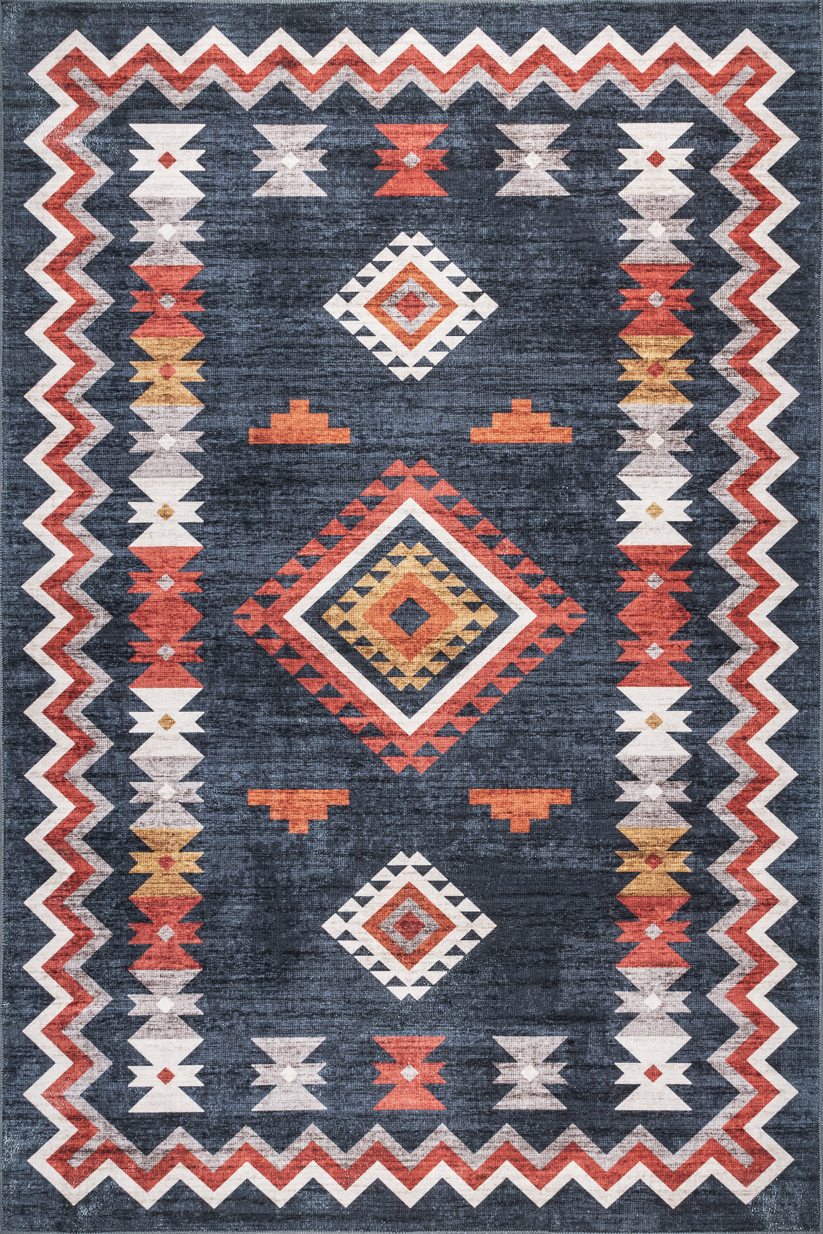 Nancy Southwestern Diamond Washable Rug | Navy