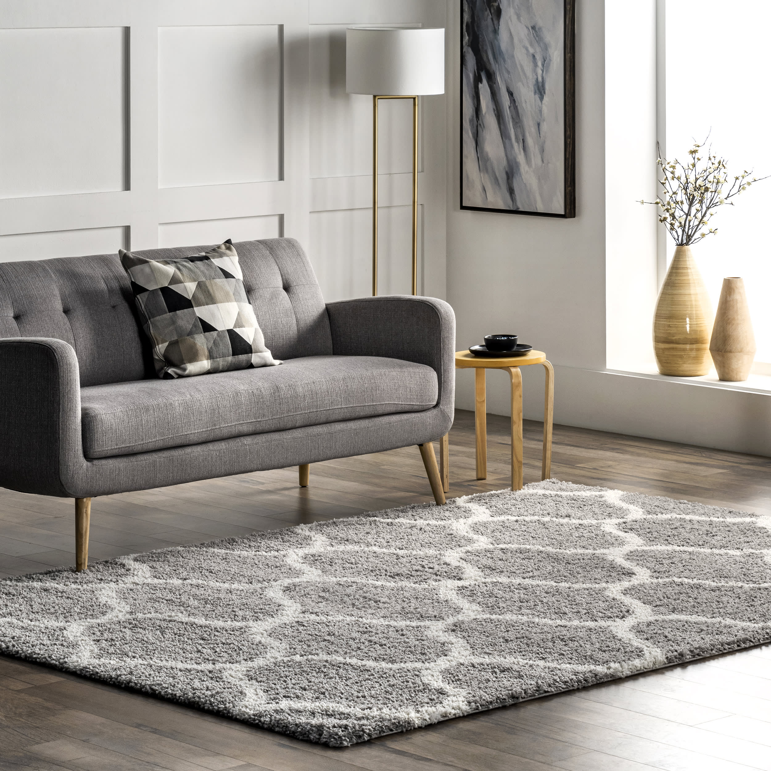 Naomi Quatrefoil Trellis Rug | Grey - Image 2