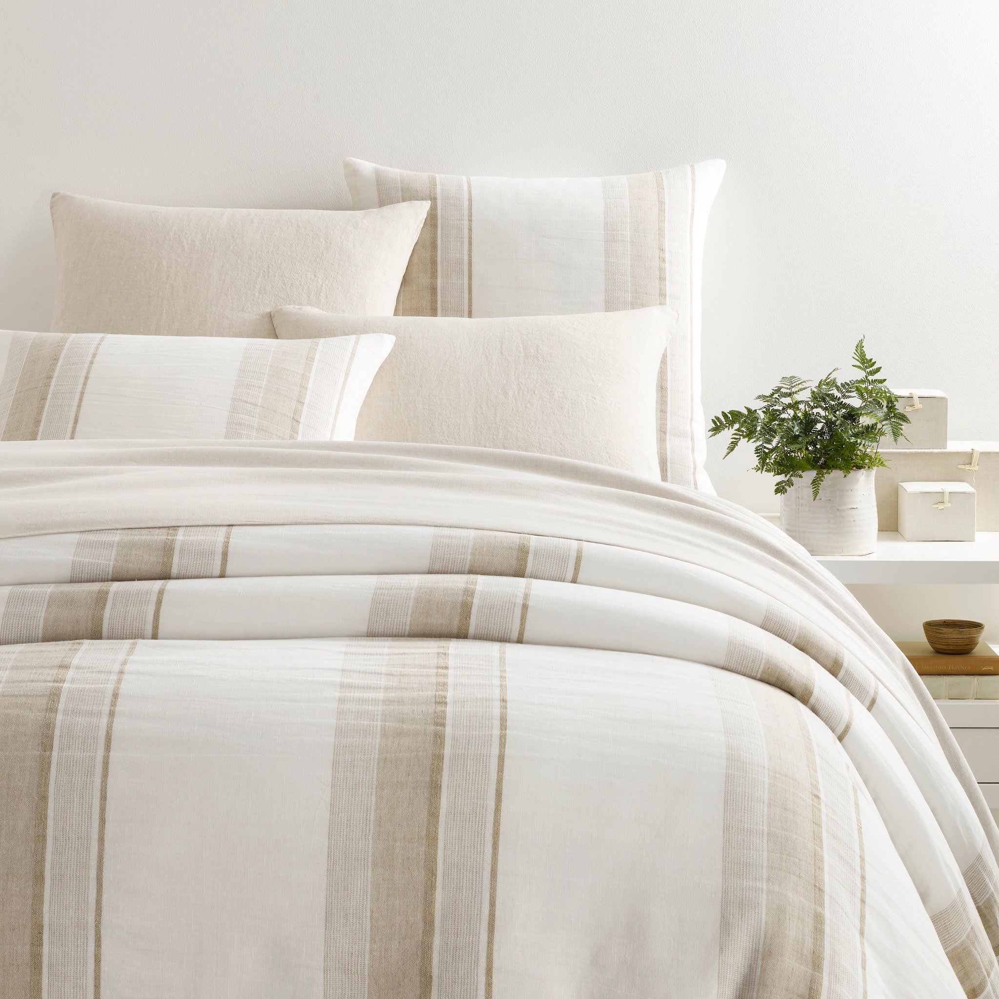 Napa Stripe Linen Duvet Cover | Natural