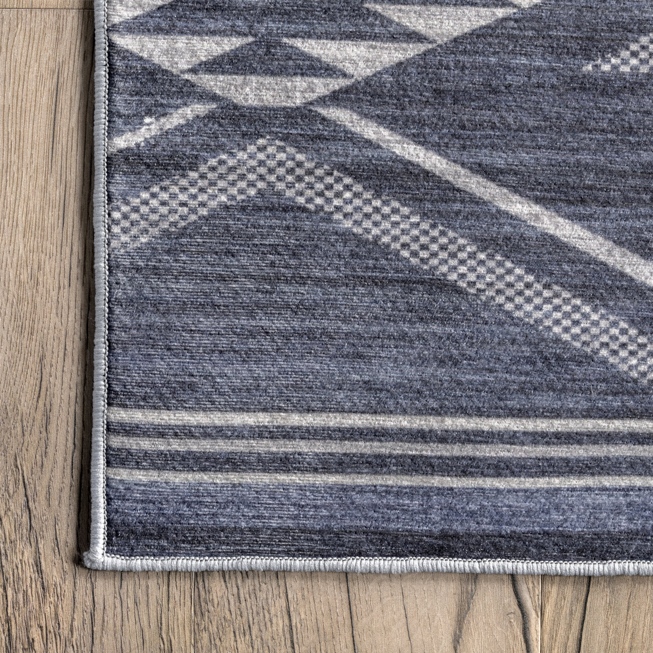 Natalia Chevrons Washable Indoor/Outdoor Rug | Blue - Image 3