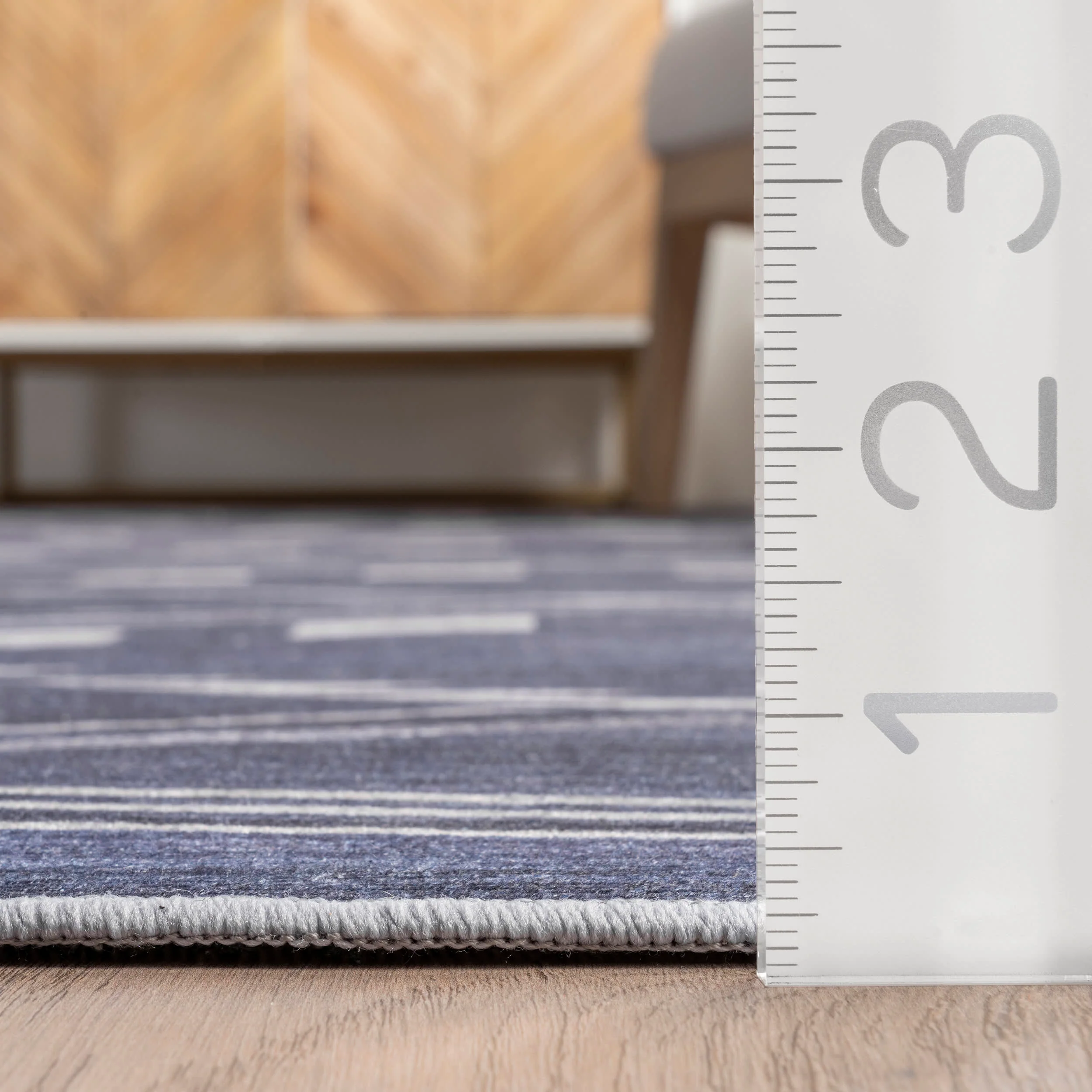 Natalia Chevrons Washable Indoor/Outdoor Rug | Blue - Image 5