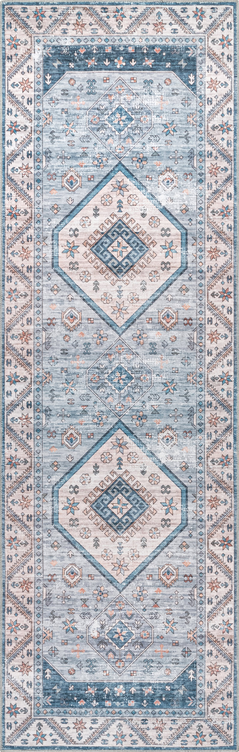 Natasha Medallion Washable Rug | Blue
