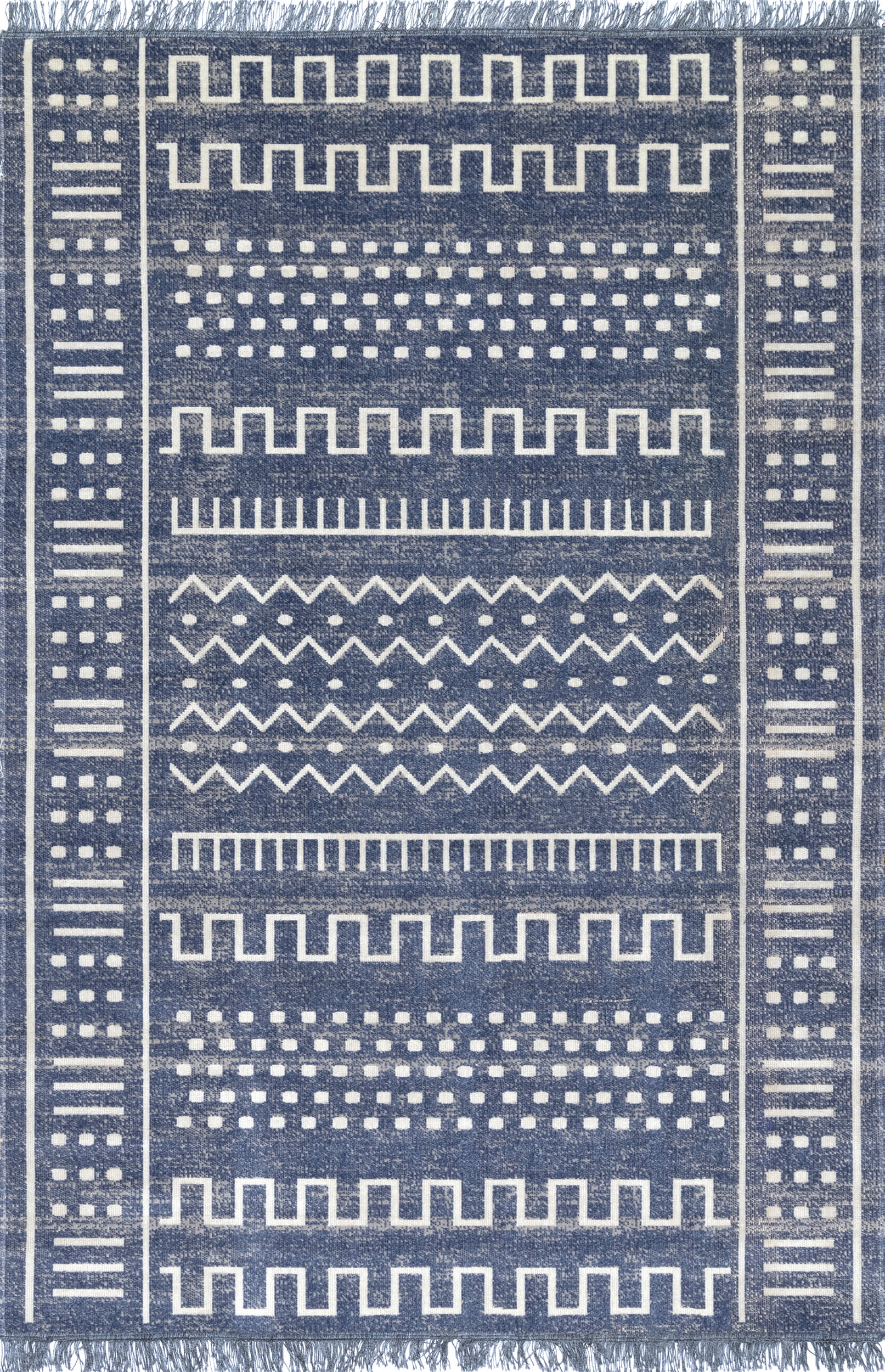 Native Indoor/Outdoor With Tassels Rug | Dark Blue