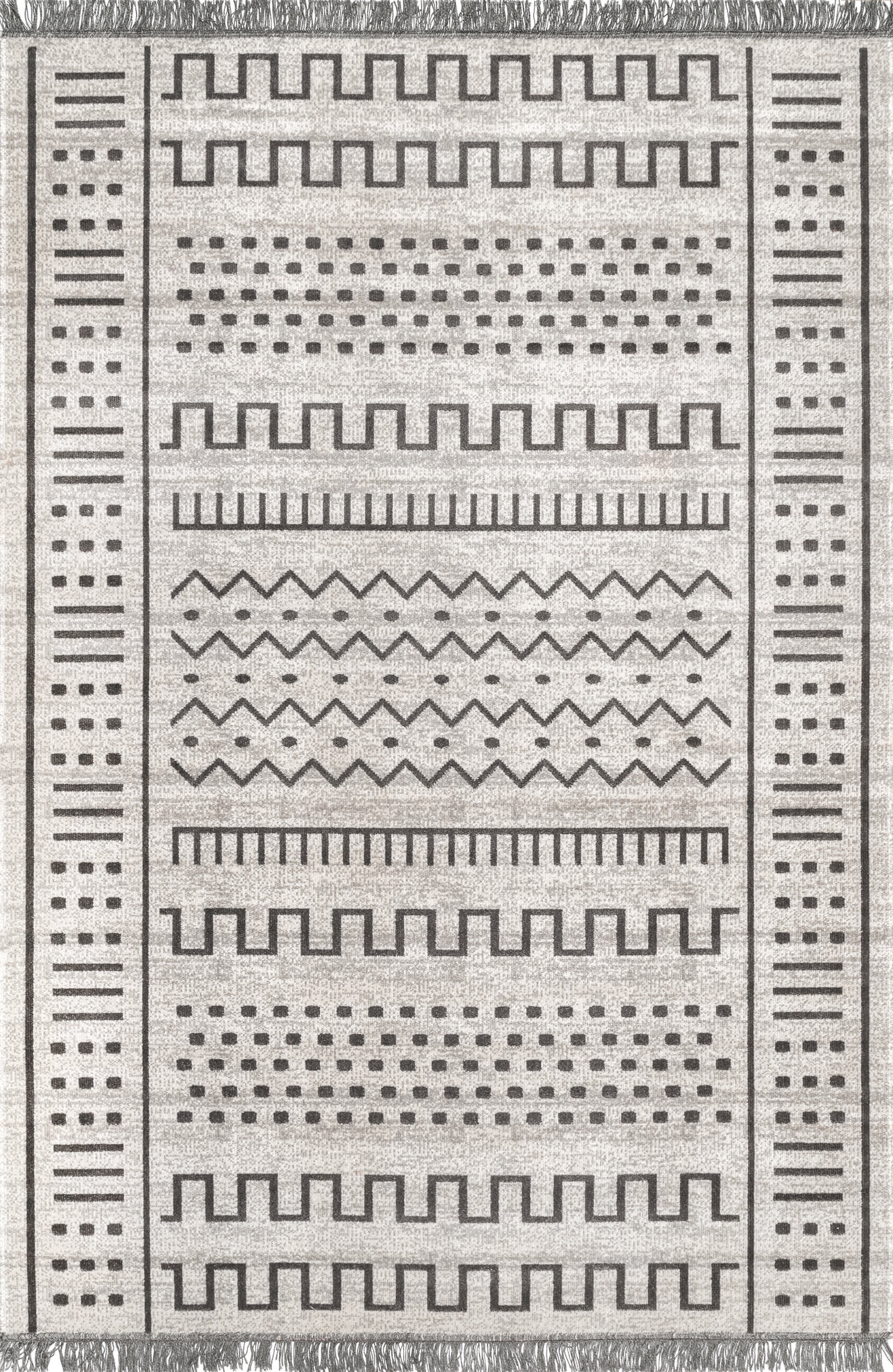 Native Indoor/Outdoor With Tassels Rug | Light Grey