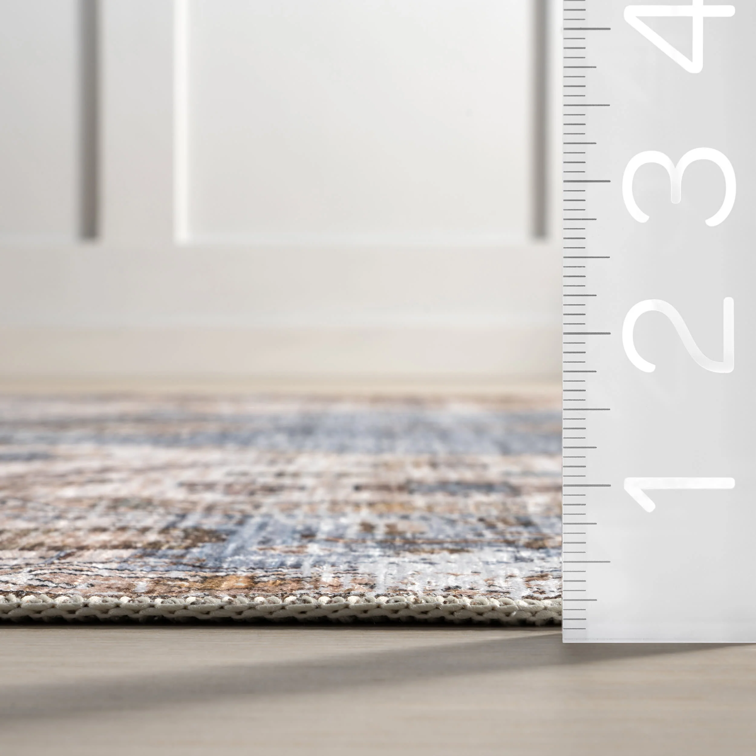 Native Iris Medallion Spill Proof Washable Rug | Blue - Image 6