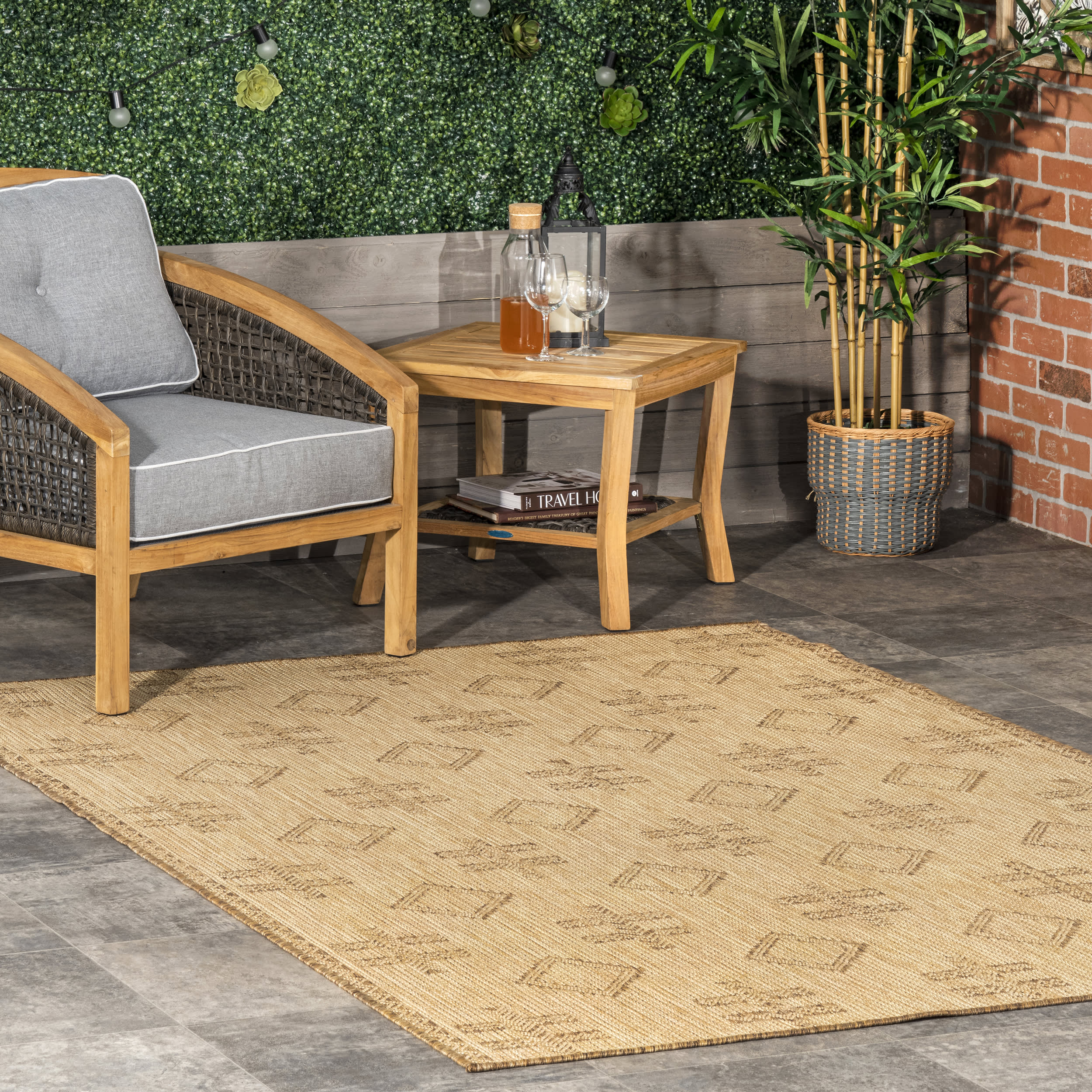 Native Tokens Indoor/Outdoor Rug | Beige - Image 2