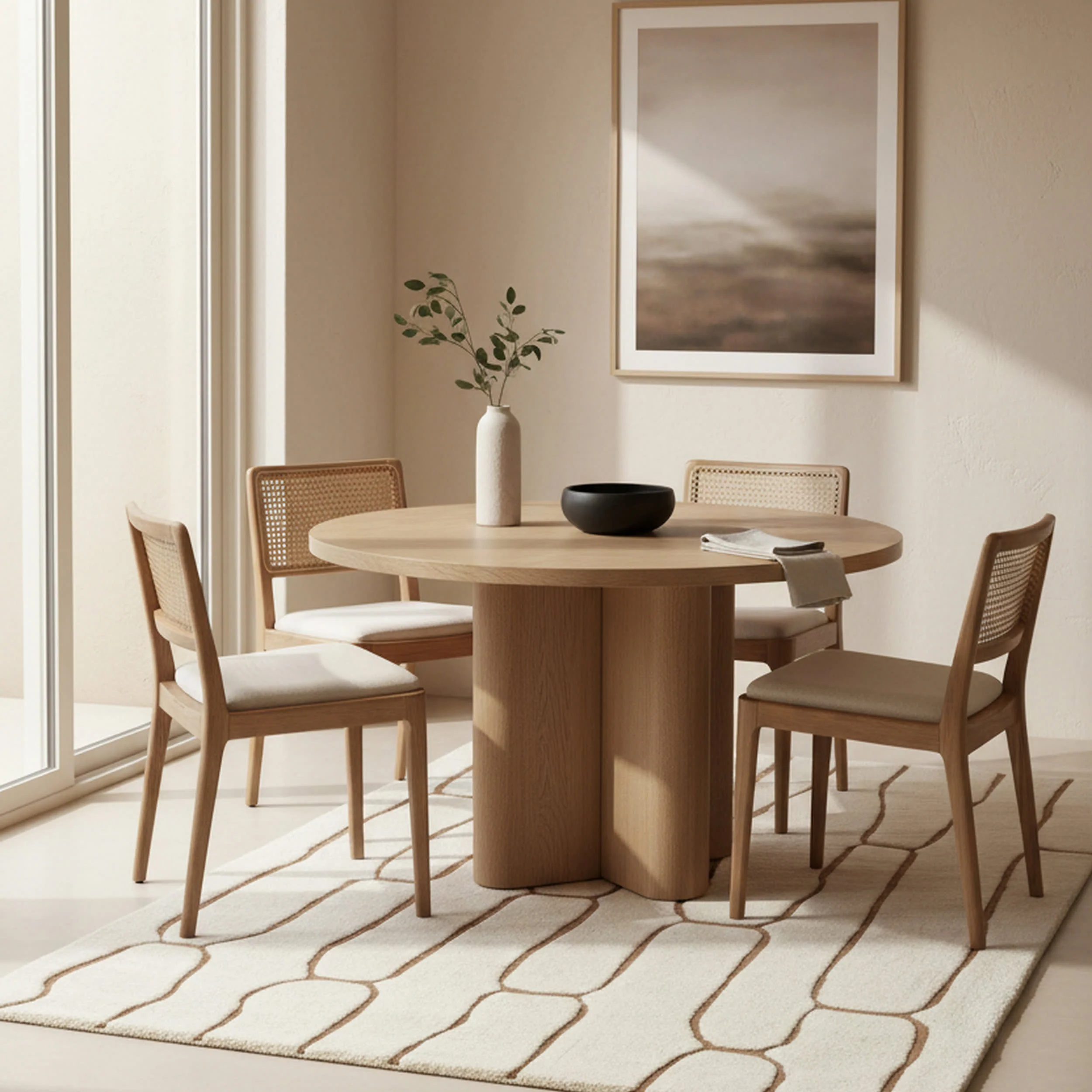 Nazco Abstract New Zealand Wool Rug | Cream - Image 6