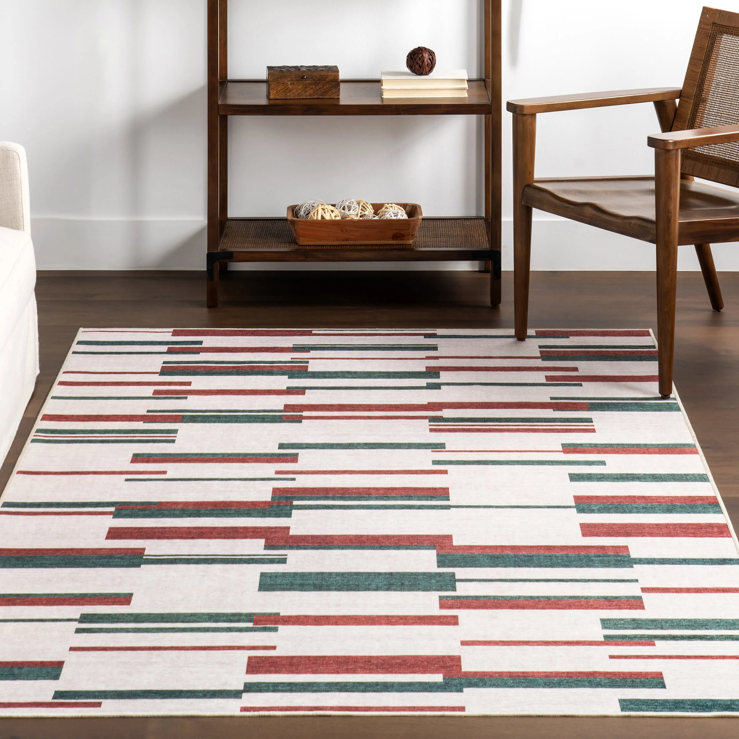 Nedra Festive Spill Proof Washable Rug | Red - Image 5