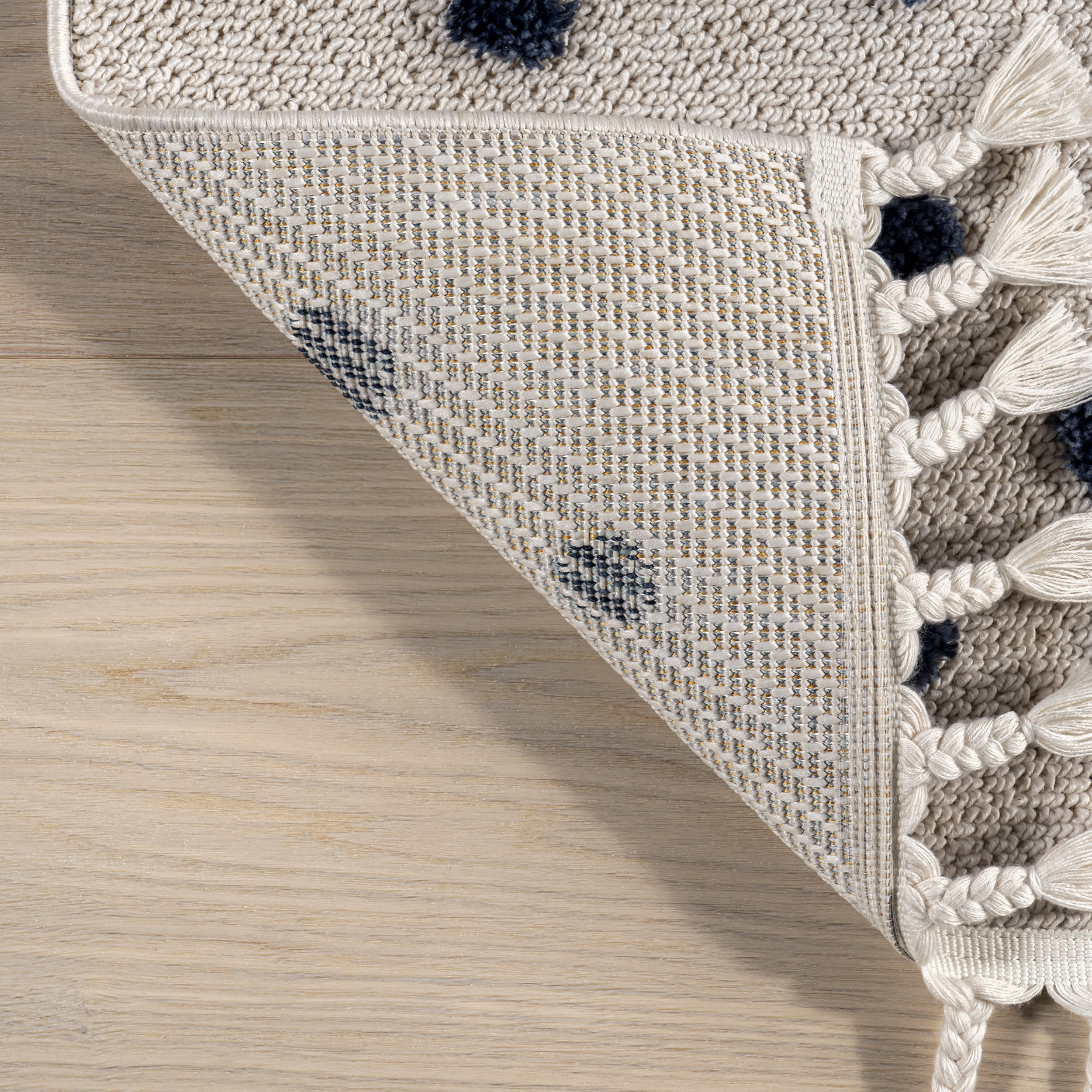 Neilla Wintry Tasseled Kids Rug | Navy - Image 5