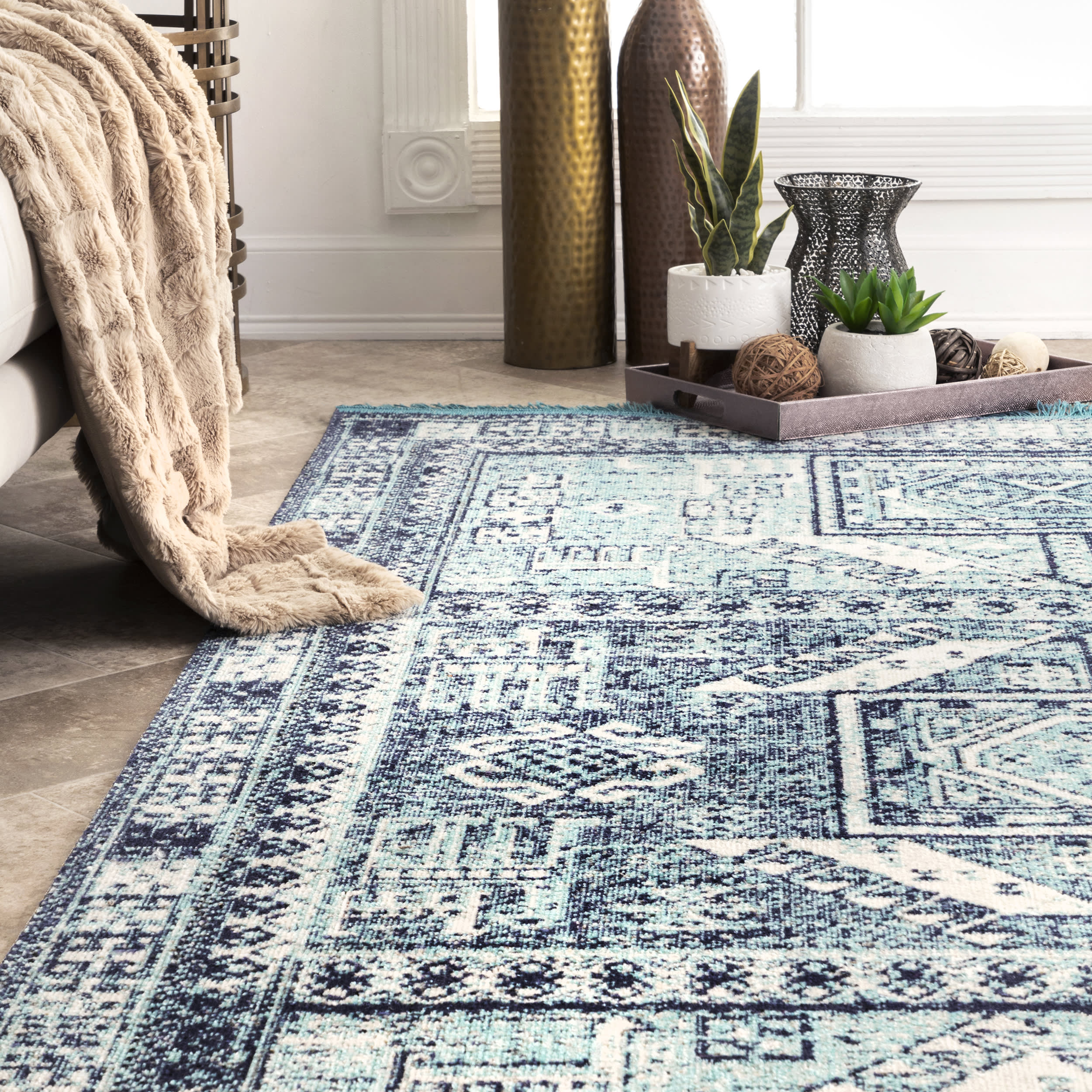 Neoclassic Indoor/Outdoor Rug | Blue - Image 4