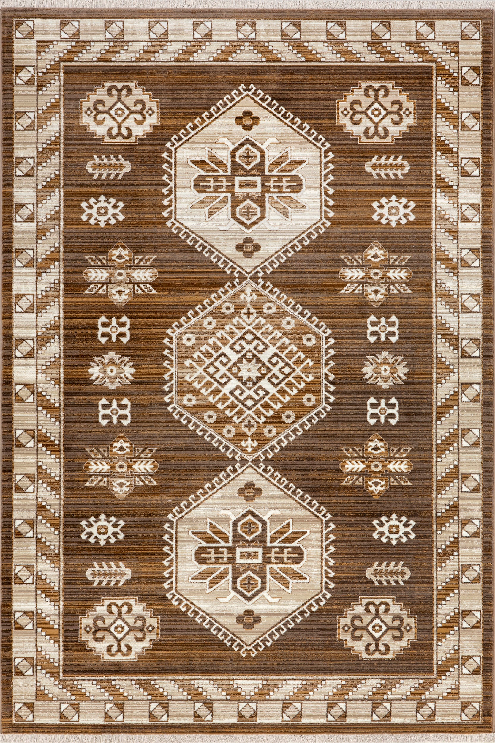 Nettle Leaf Fringed Rug | Brown