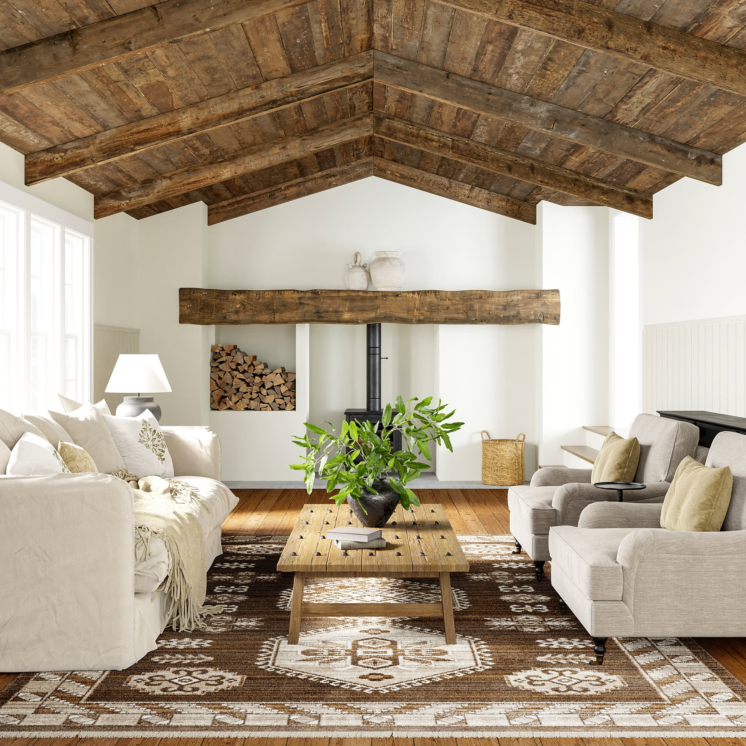 Nettle Leaf Fringed Rug | Brown - Image 2