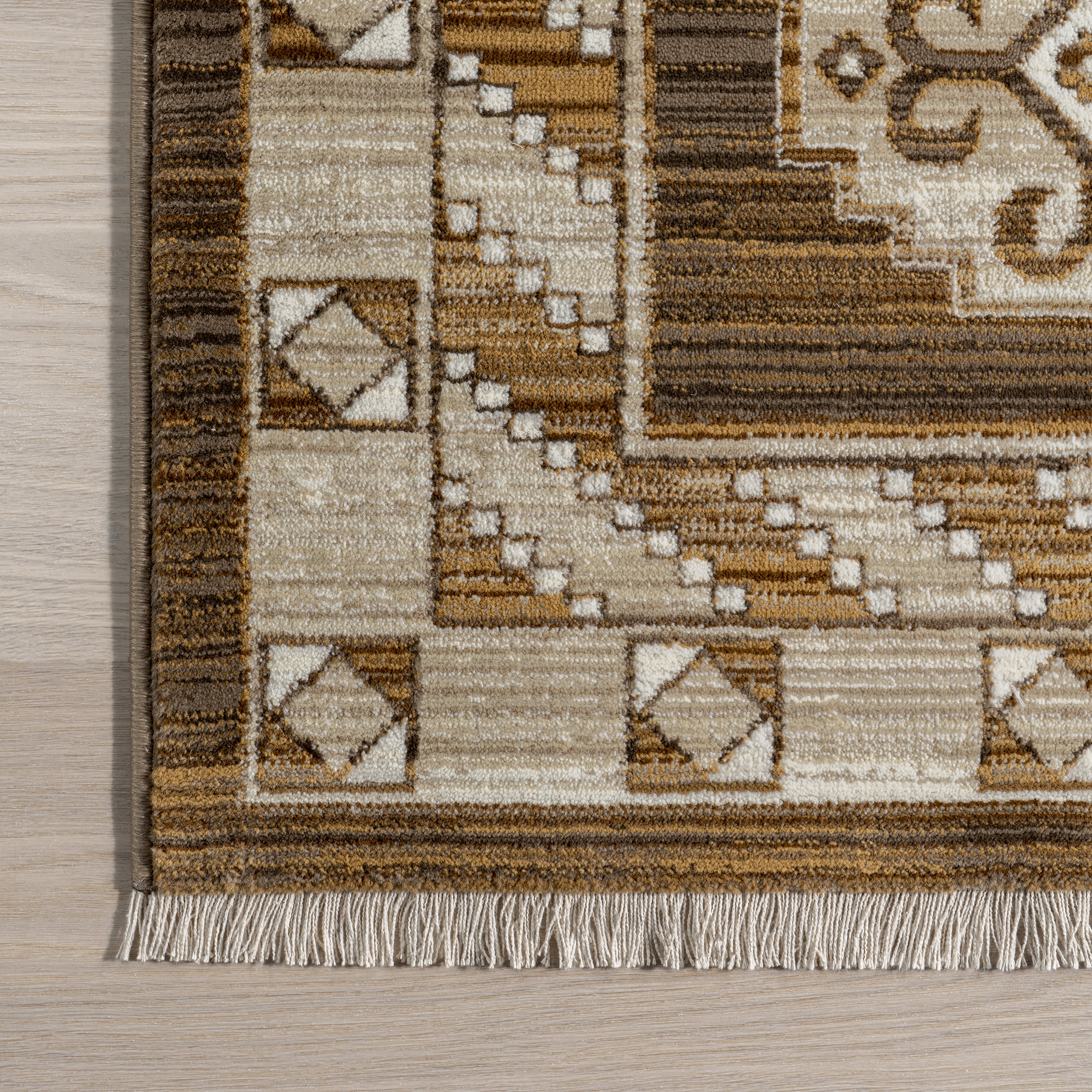 Nettle Leaf Fringed Rug | Brown - Image 3