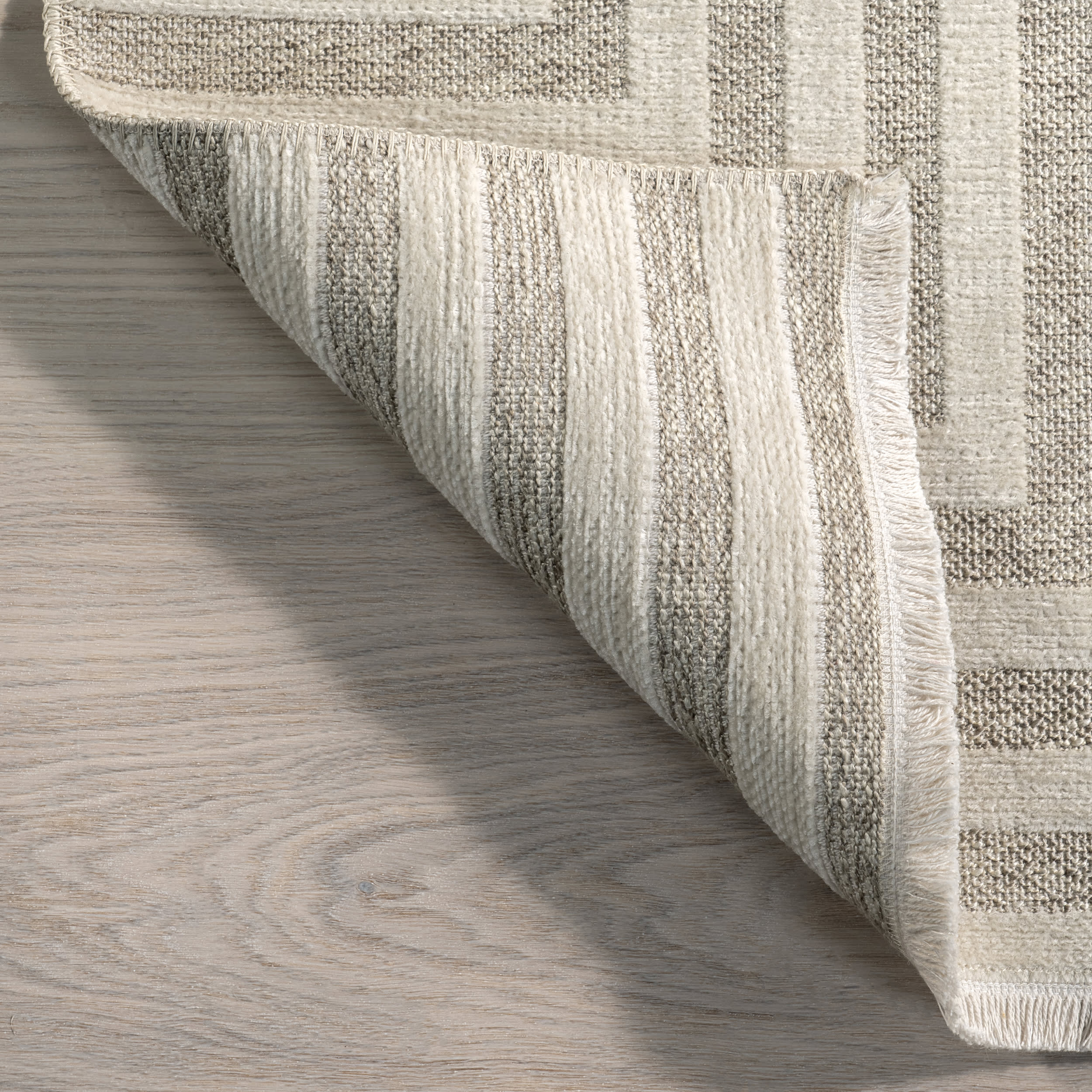 Nicolai Graphic Fringed Reversible Washable Rug | Cream - Image 6