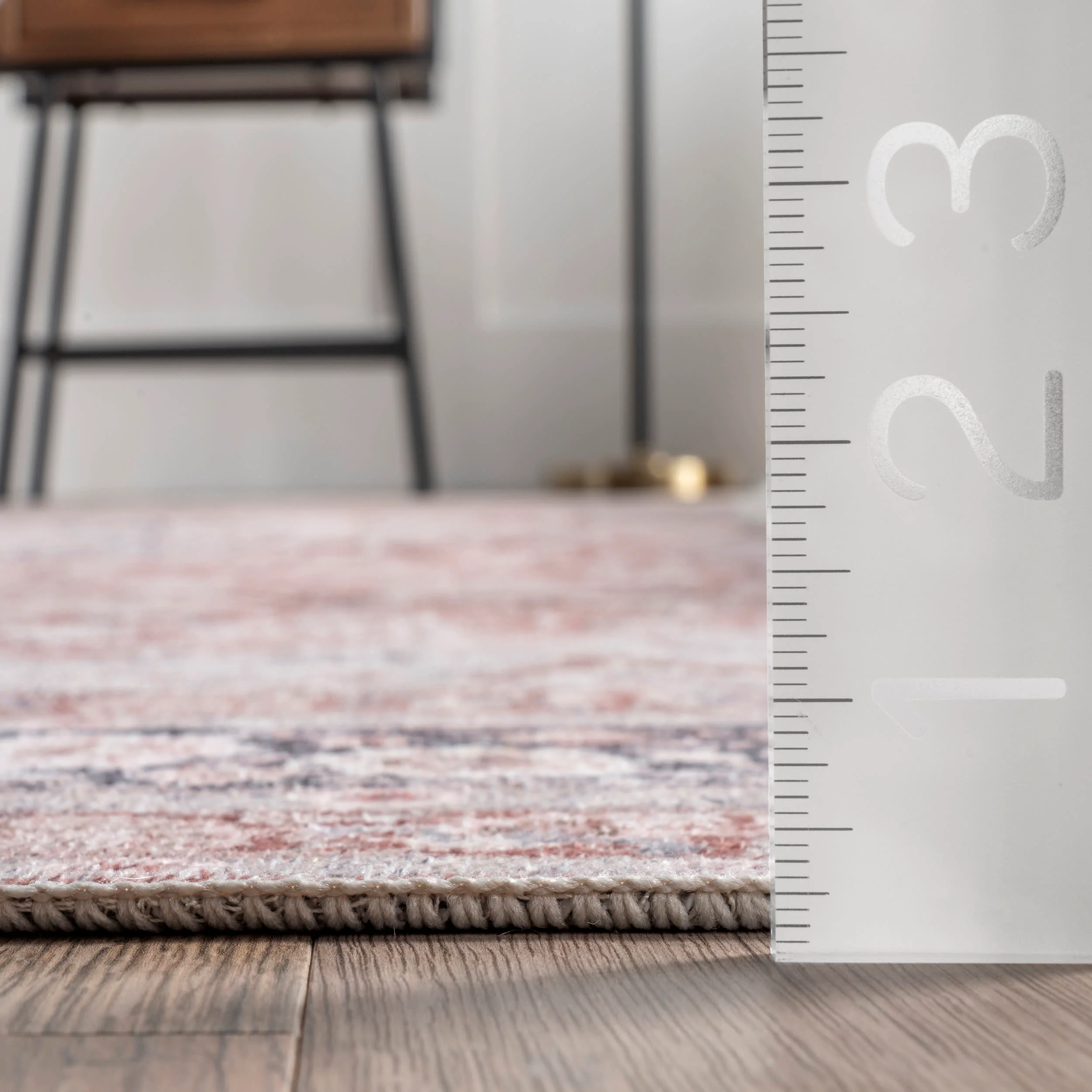 Nikki Vintage Rosette Washable Rug | Beige - Image 5