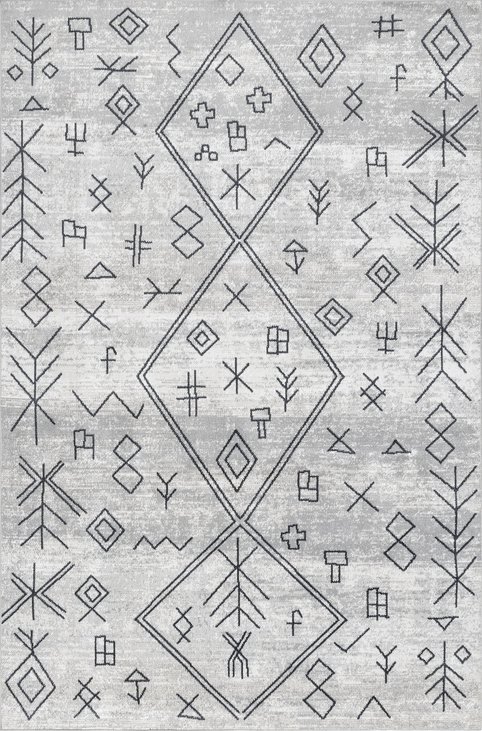 Nina Abstract Mural Washable Rug | Grey
