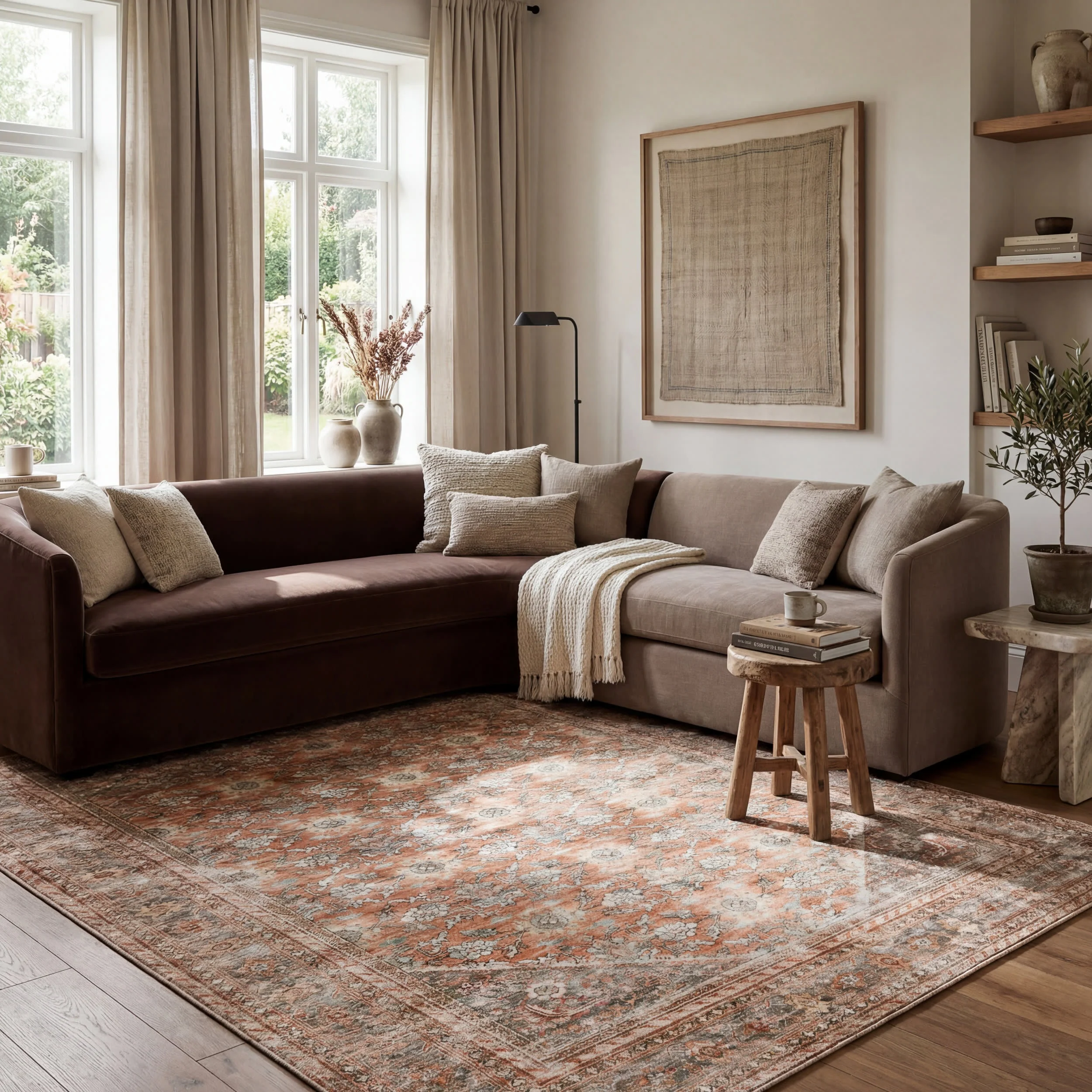 Nixie Floral Washable Rug | Rust - Image 2