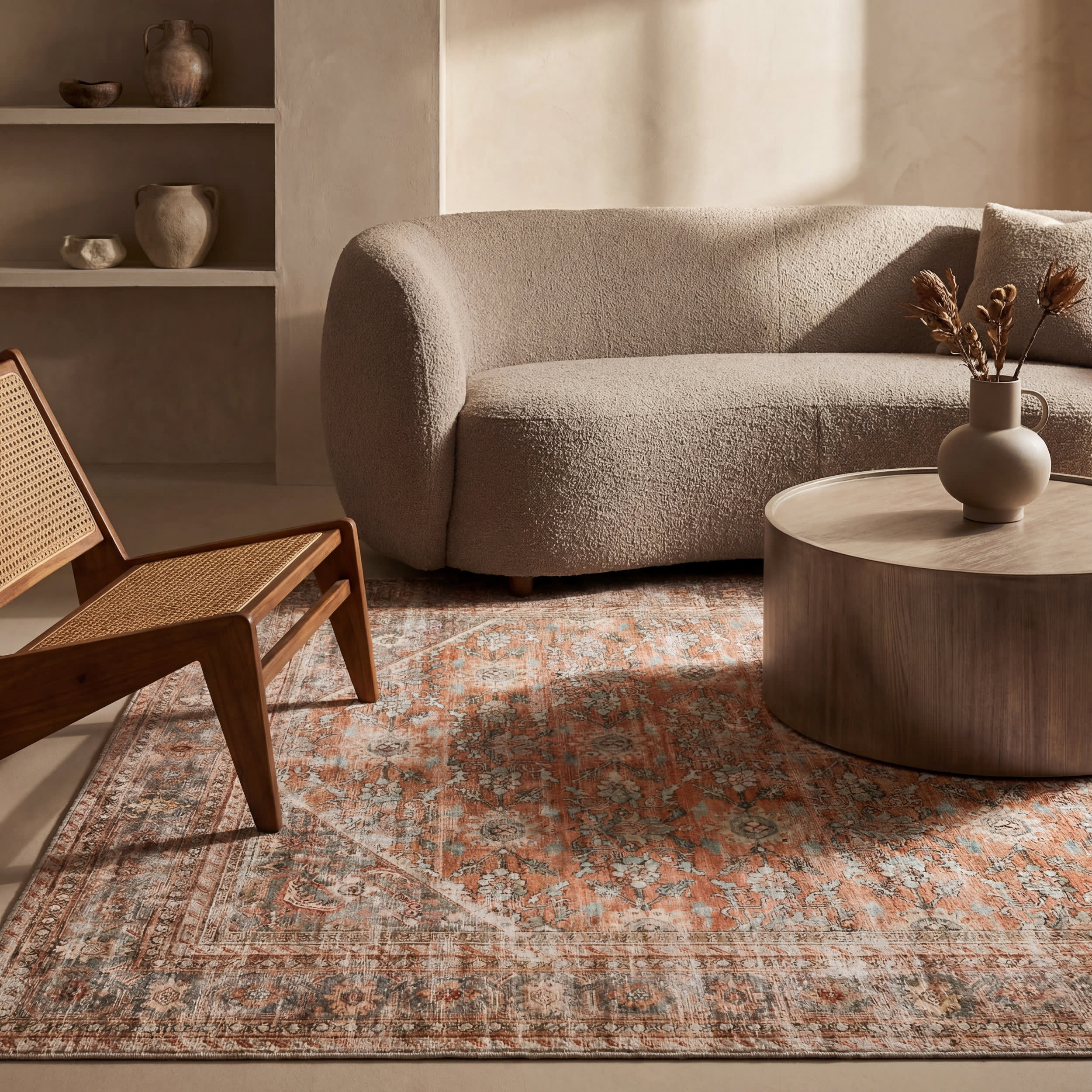 Nixie Floral Washable Rug | Rust - Image 5