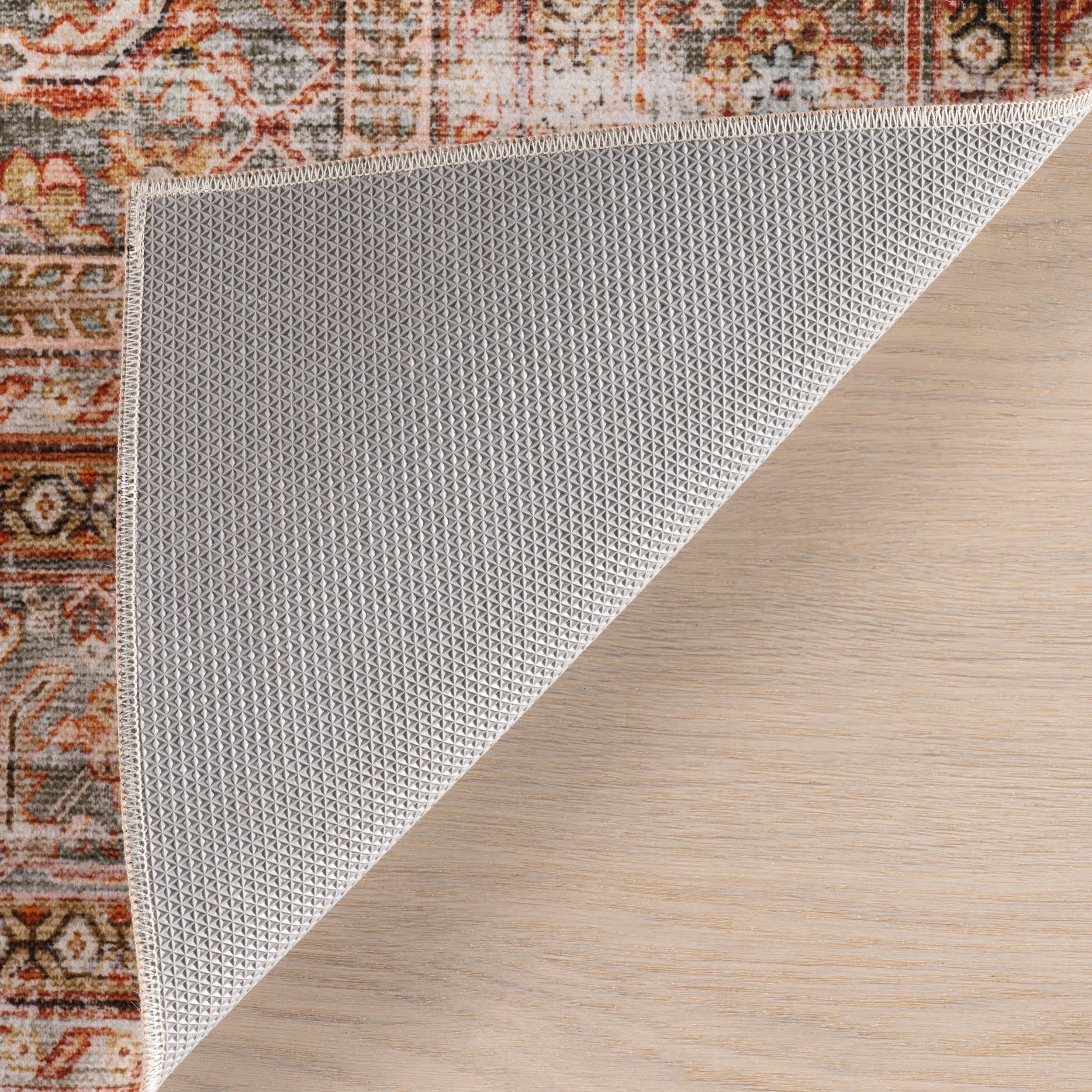 Nixie Floral Washable Rug | Rust - Image 8