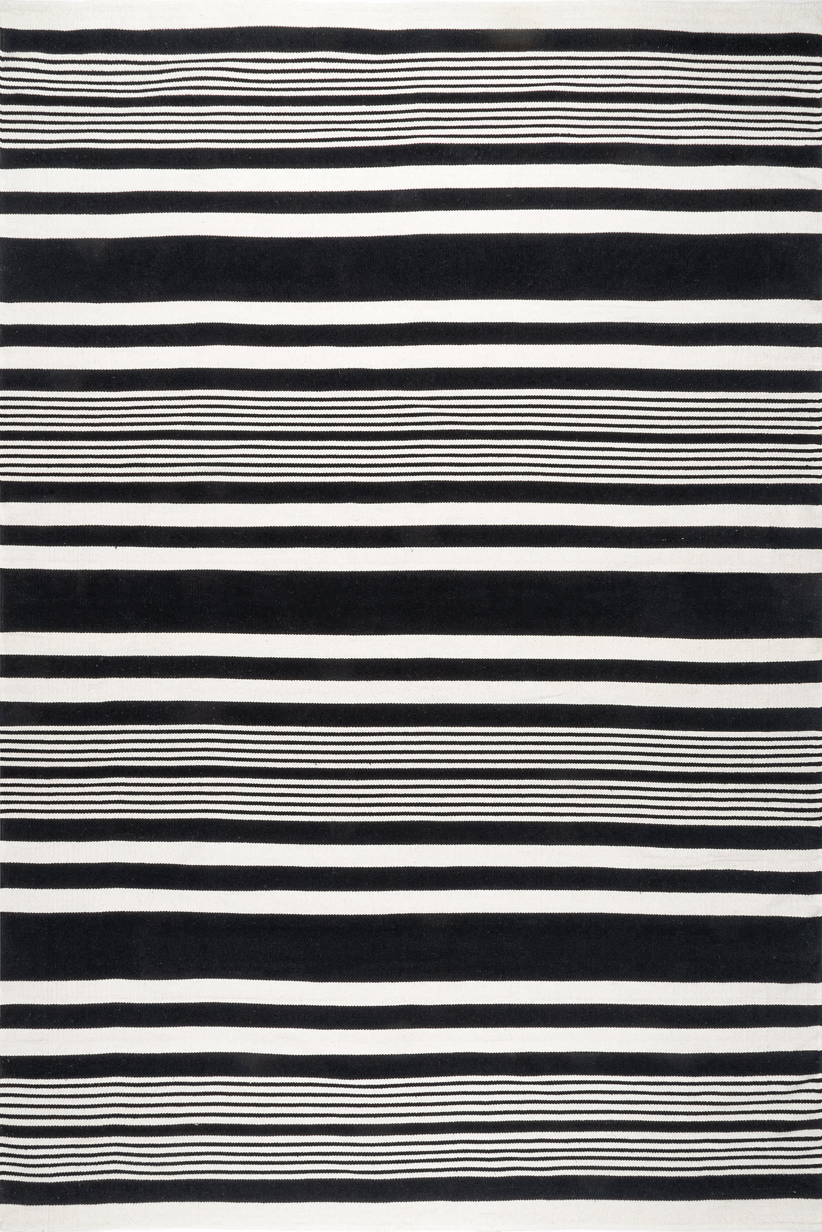 Noelle Reversible Cotton Striped Rug | Black