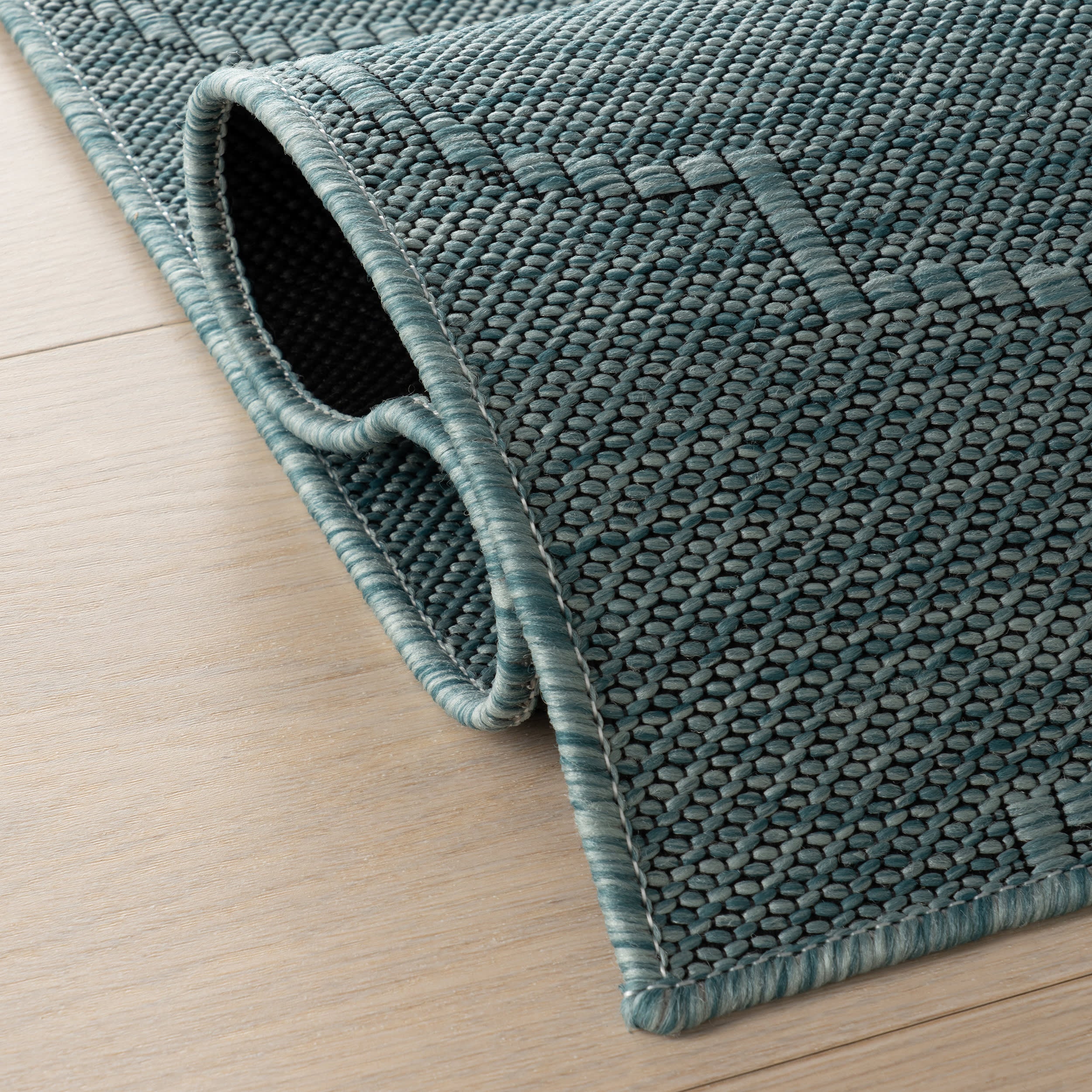 Noore Modern Trellis Indoor/Outdoor Rug | Aqua - Image 11