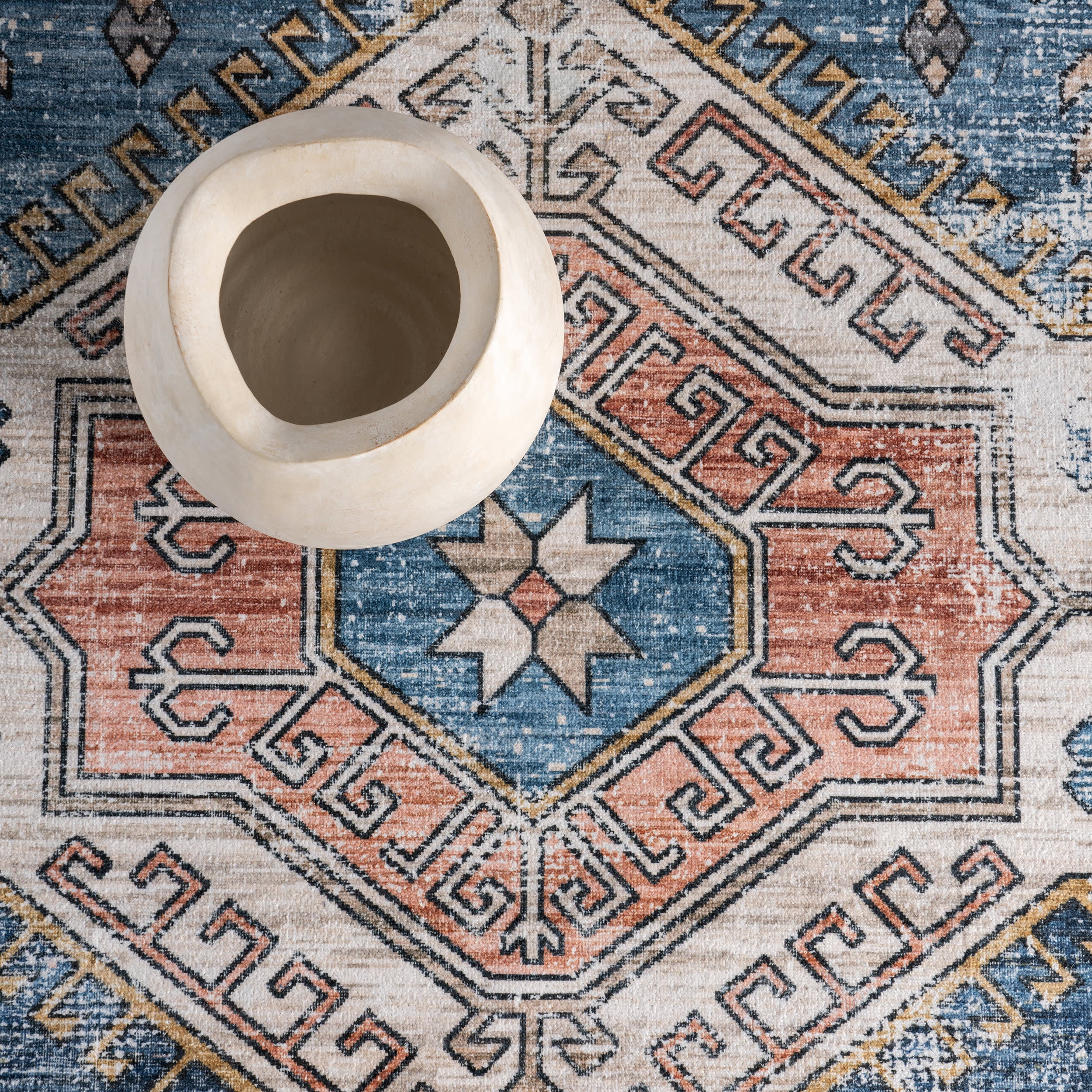 Nordic Emblems Spill Proof Washable Rug | Blue - Image 8