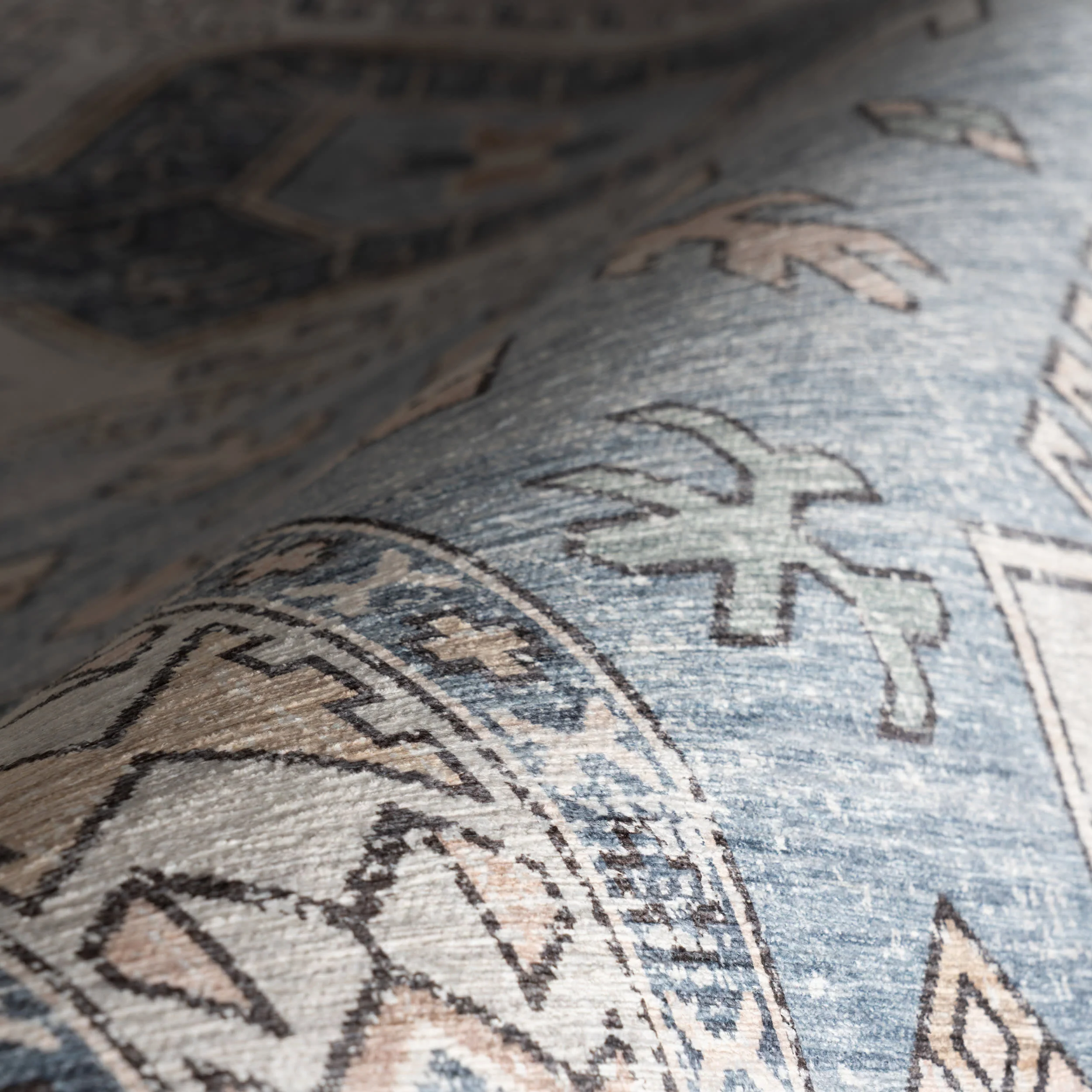 Nordic Emblems Spill Proof Washable Rug | Light Blue - Image 3